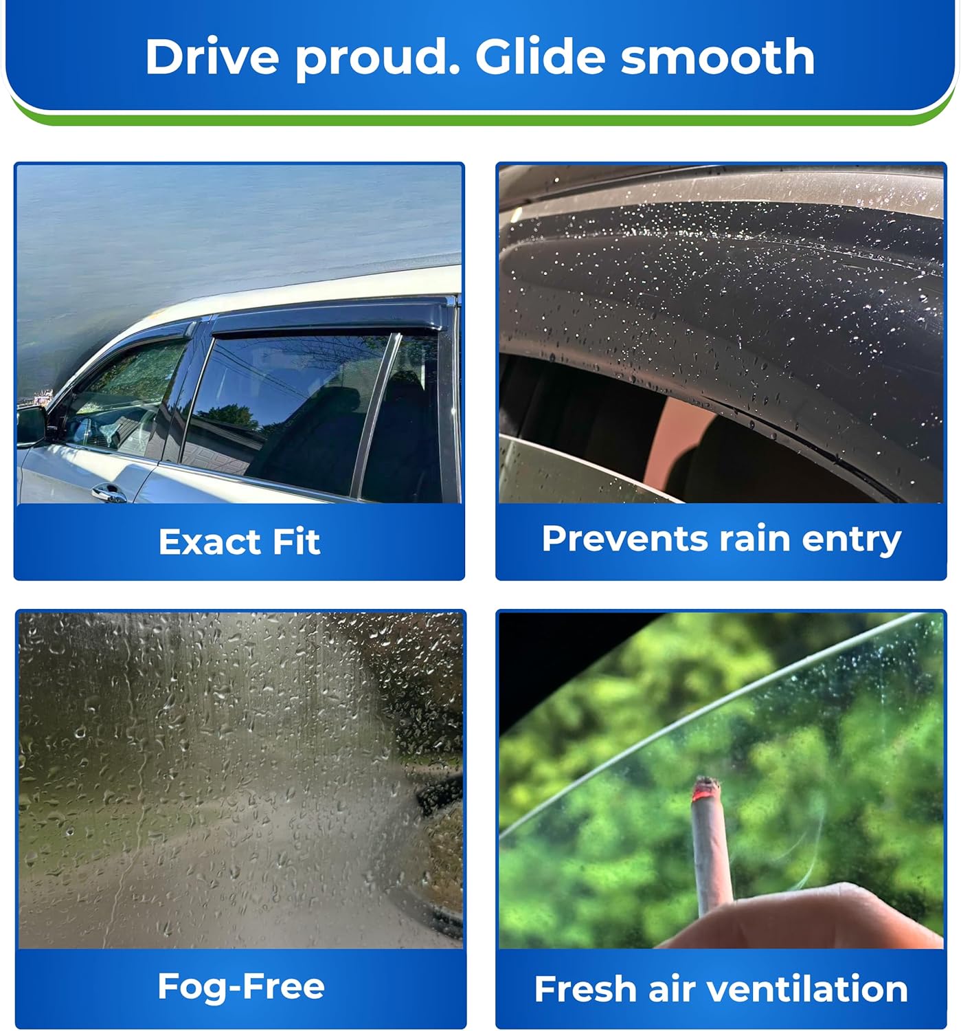 KPY Window Visor Compatible with Chevrolet Chevy Equinox 2018-2024, 4PC Rain Guard Side Window Vent Deflectors Tape-On Style, 2018 2019 2020 2021 2022 2023 2024