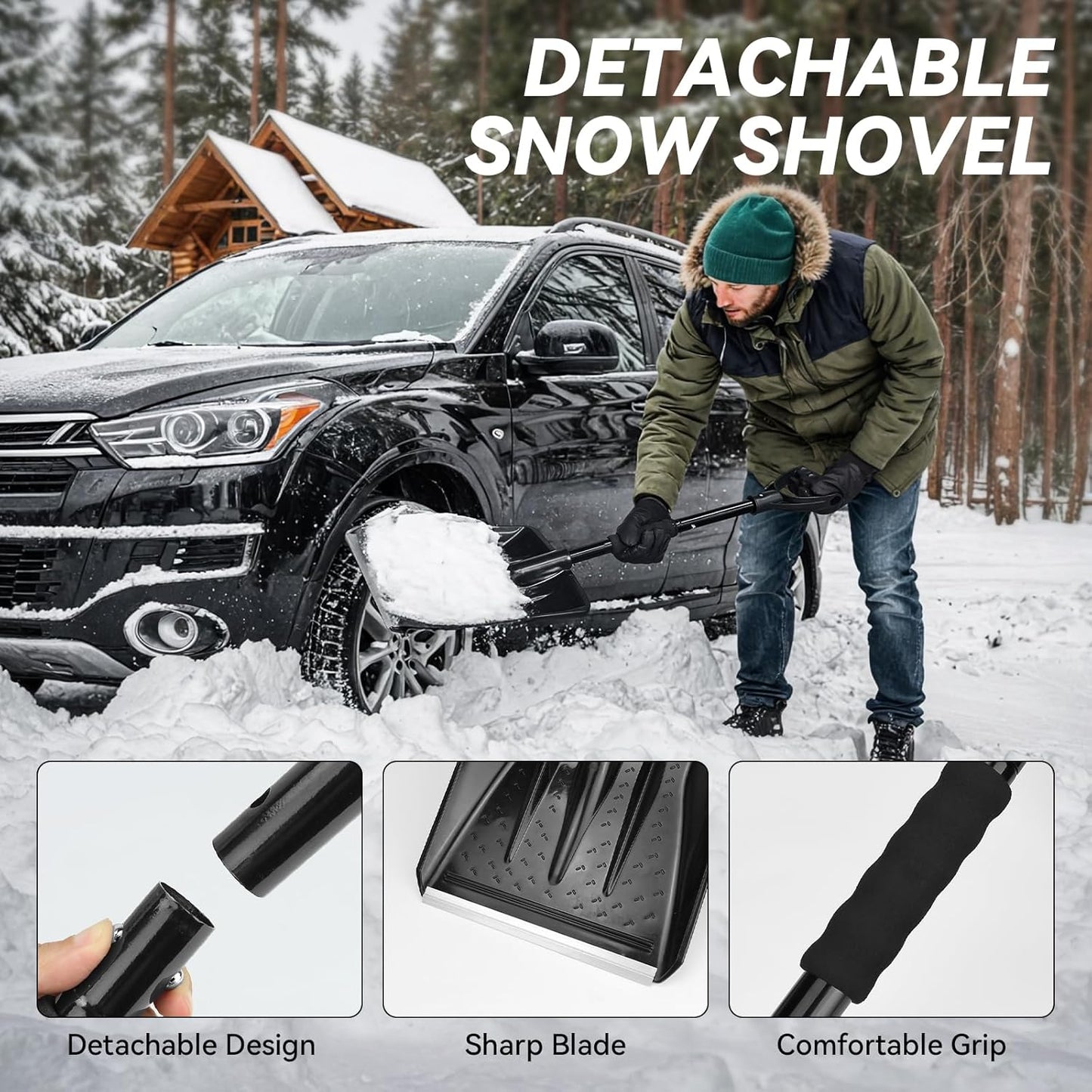 Car Emergency Kit with Portable Air Compressor, Winter Car Safety Roadside Assist Kit, Emergency Car Kit for Cars, Trucks