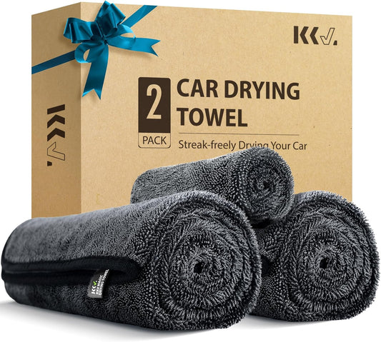 KKV 2-Pack Microfiber Towels (35"x 24") Extra Large Ultra Absorbent Drying Towel for Cars and Trucks, Without Streaks, Scratches, or Water Spots
