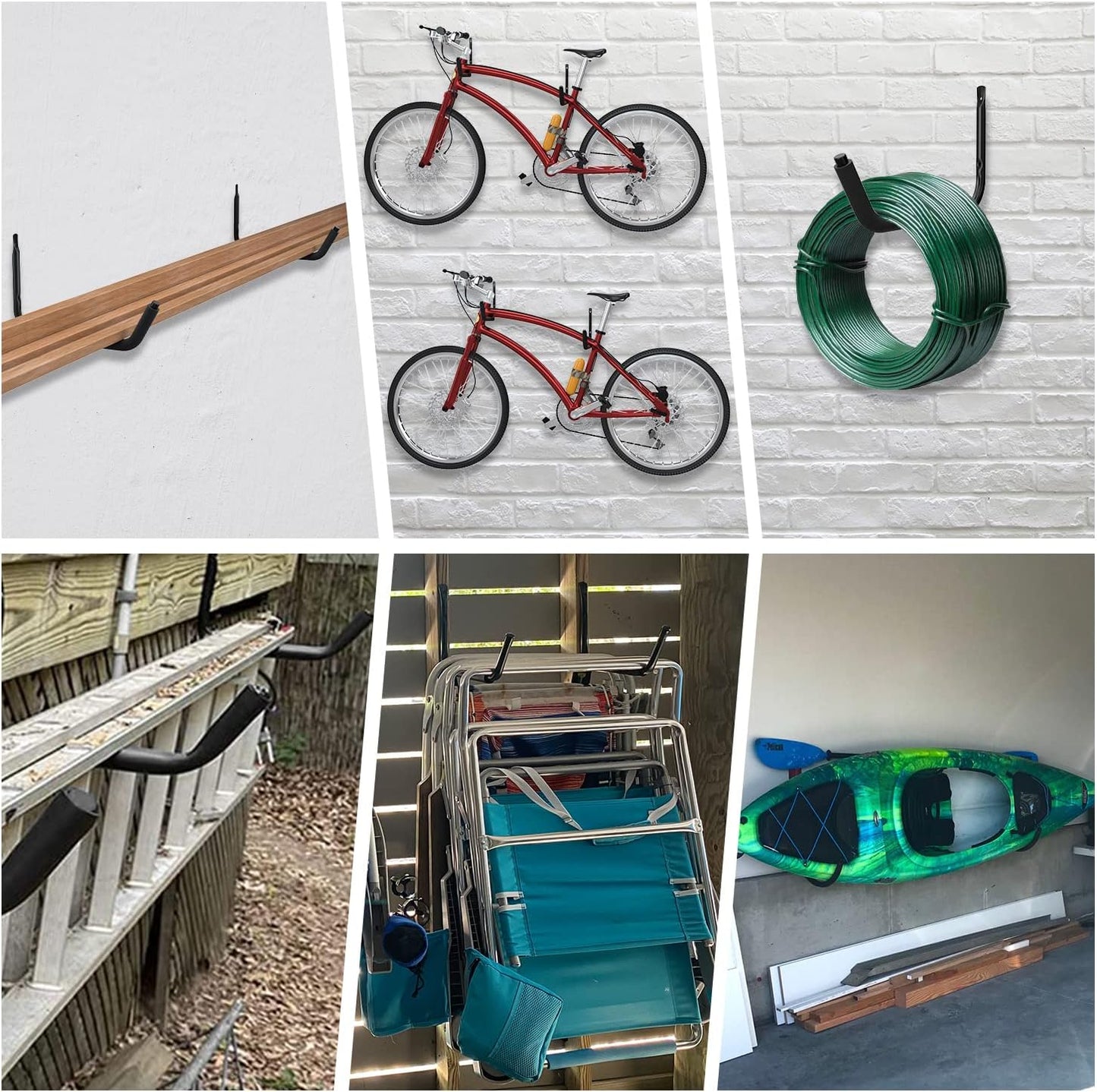 UNITEDPOWER Kayak Storage Racks, Garage Hangers, Wall Hooks for Canoe, Ladder, Bicycle, Folding Chairs, Surfboard, Snowboard, Hose and Tools, Indoor, Outdoor
