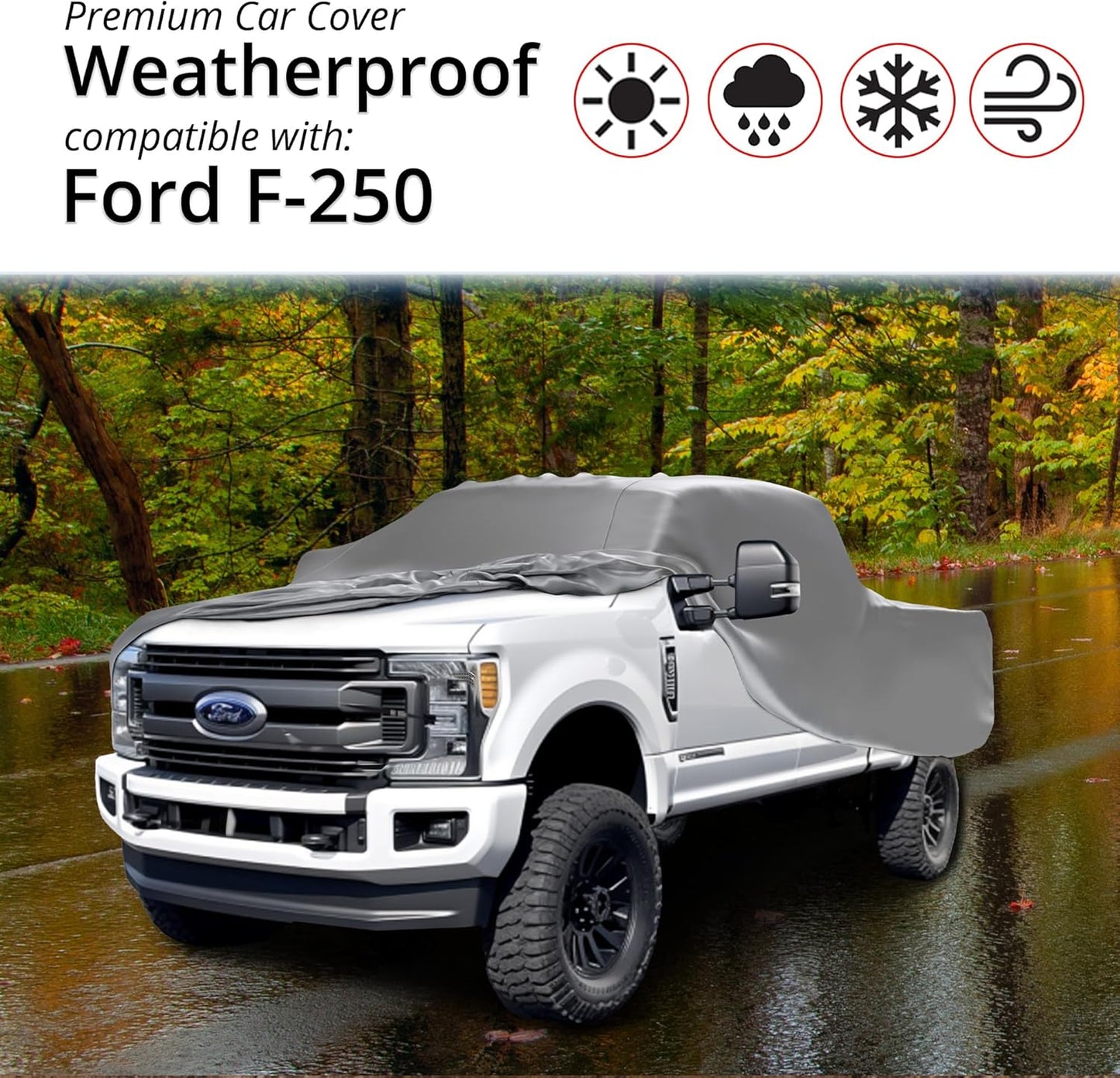 Car Covers Weatherproof Max Truck Cover & Warranty Compatible with Ford 1990-1996 F-250 SuperCab, 8 with Camper Shell– Outdoor Cover, Prevents Theft with Cable Lock