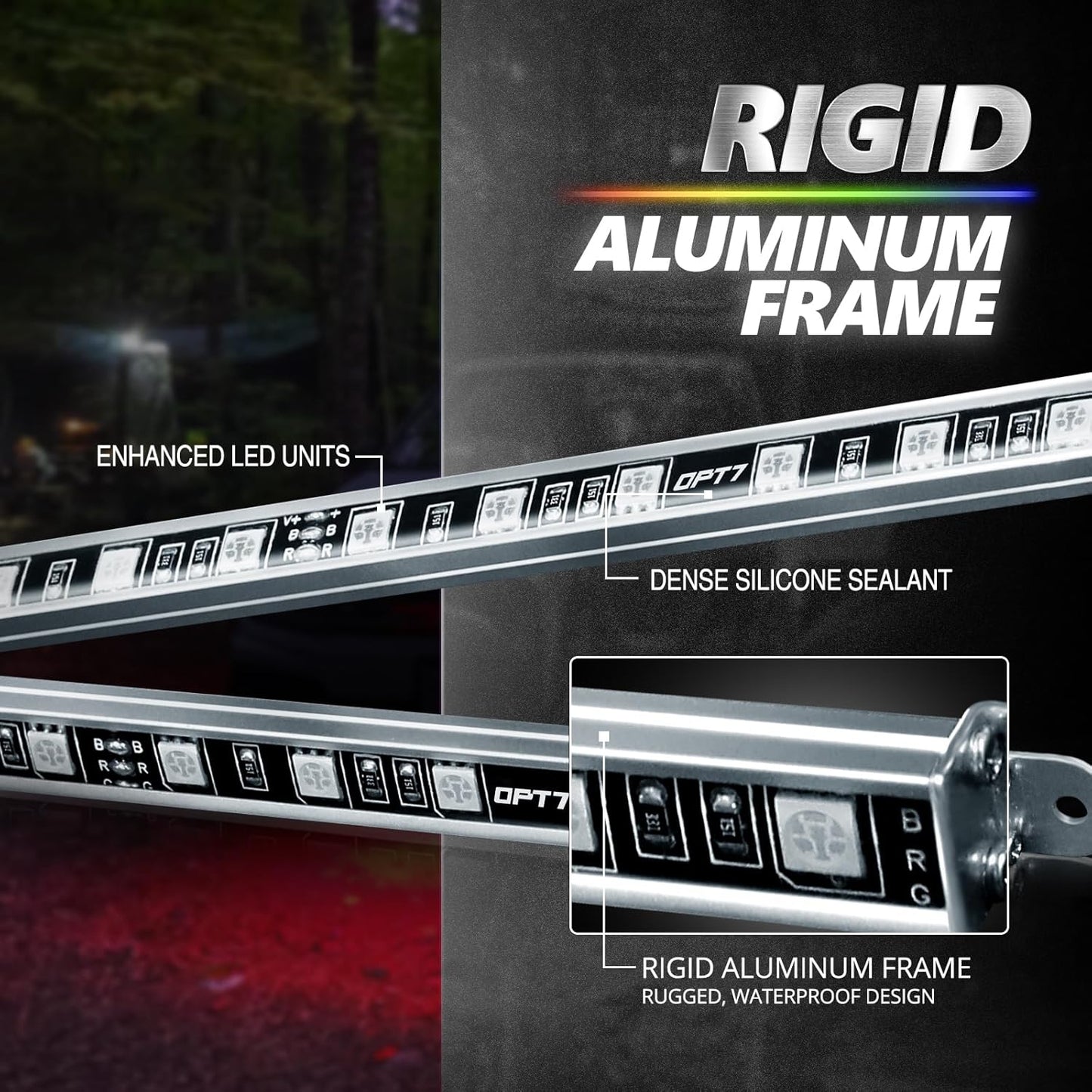 OPT7 Aura Pro Underglow Lights for Class B & B+ RV Motorhomes with APP & Remote Control, RGB Multicolor Modes, Music Sync, 6 PCS Waterproof Rigid Aluminum Light Bar, Outdoor Neon Accent LED Strip Kit