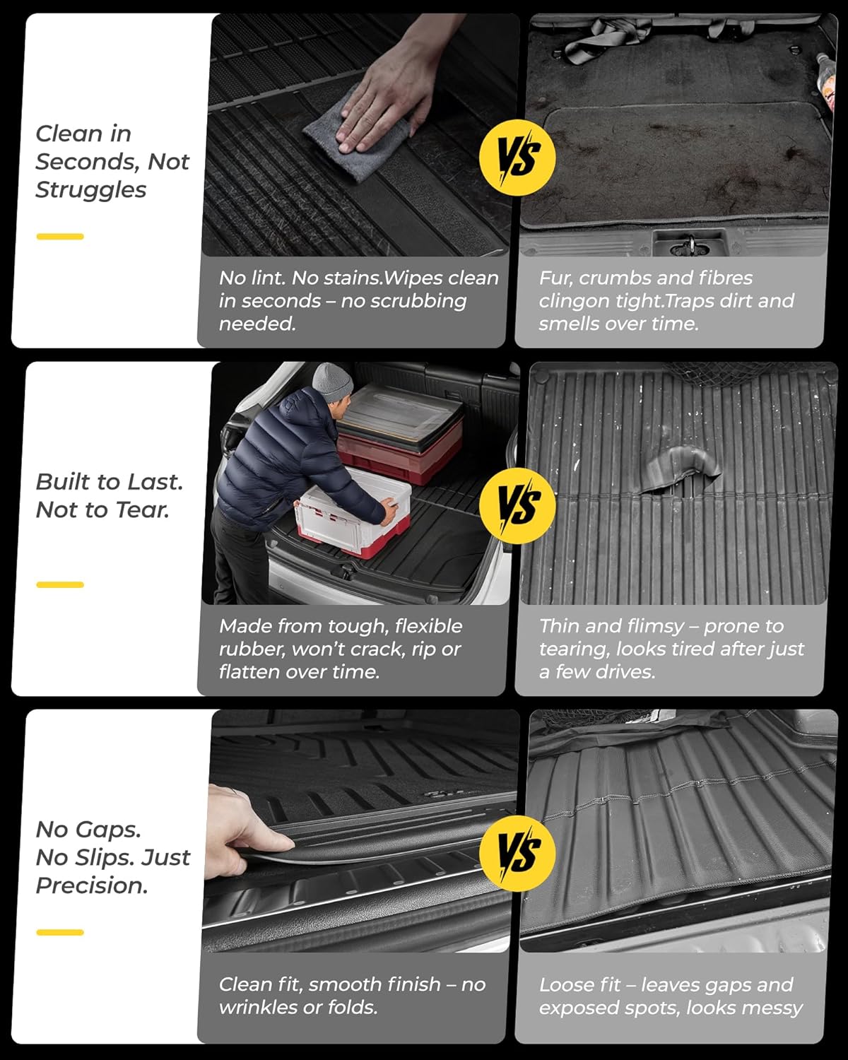 3W Cargo Liner Fit for Honda CR-V 2023 2024 2025 2026 (Include Hybrid) TPE Custom Fit All Weather Honda CRV Accessories Odorless Anti-Slip Mats Trunk Mats Black(Upper Position)