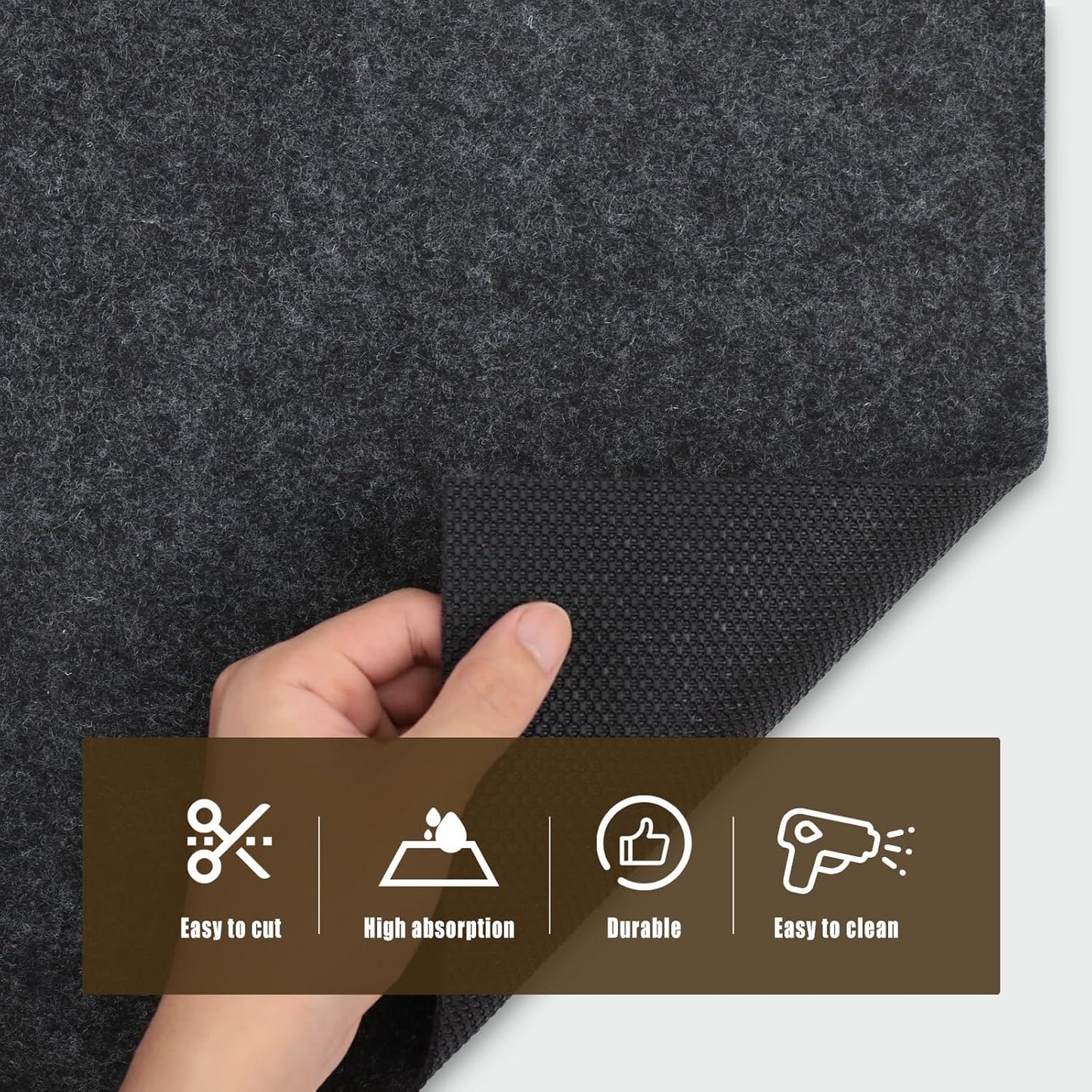 Oil Spill Mat, 29" x 36", Garage Floor Mat Under Car, Waterproof/Durable/Non-Slip TPR Backing, Reusable Absorbent Pad, Charcoal