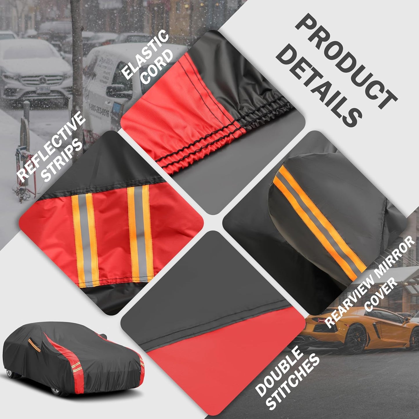 Car Cover Automobiles Waterproof All Weather for for Sports Coupe Fit Coupe Audi e-tron GT,Chvrolet Camaro/Monte Carlo,Dodge Challenger/Charger,Honda Clarity etc.(See Size Chart)