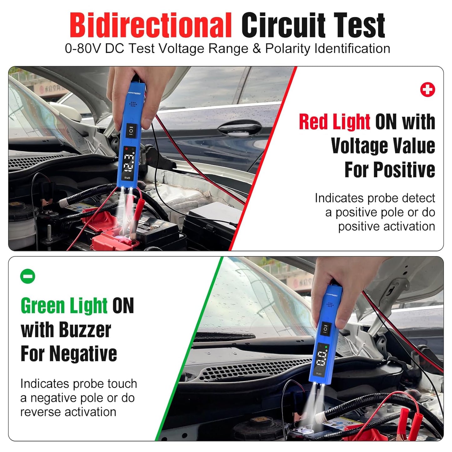 OBDResource Test Light Automotive, Power Circuit Probe Tester, 12V - 24V Car Fuse Tester with Test Light & LCD Display, Automotive Short Circuit Located and Component Activated, Overload Protection