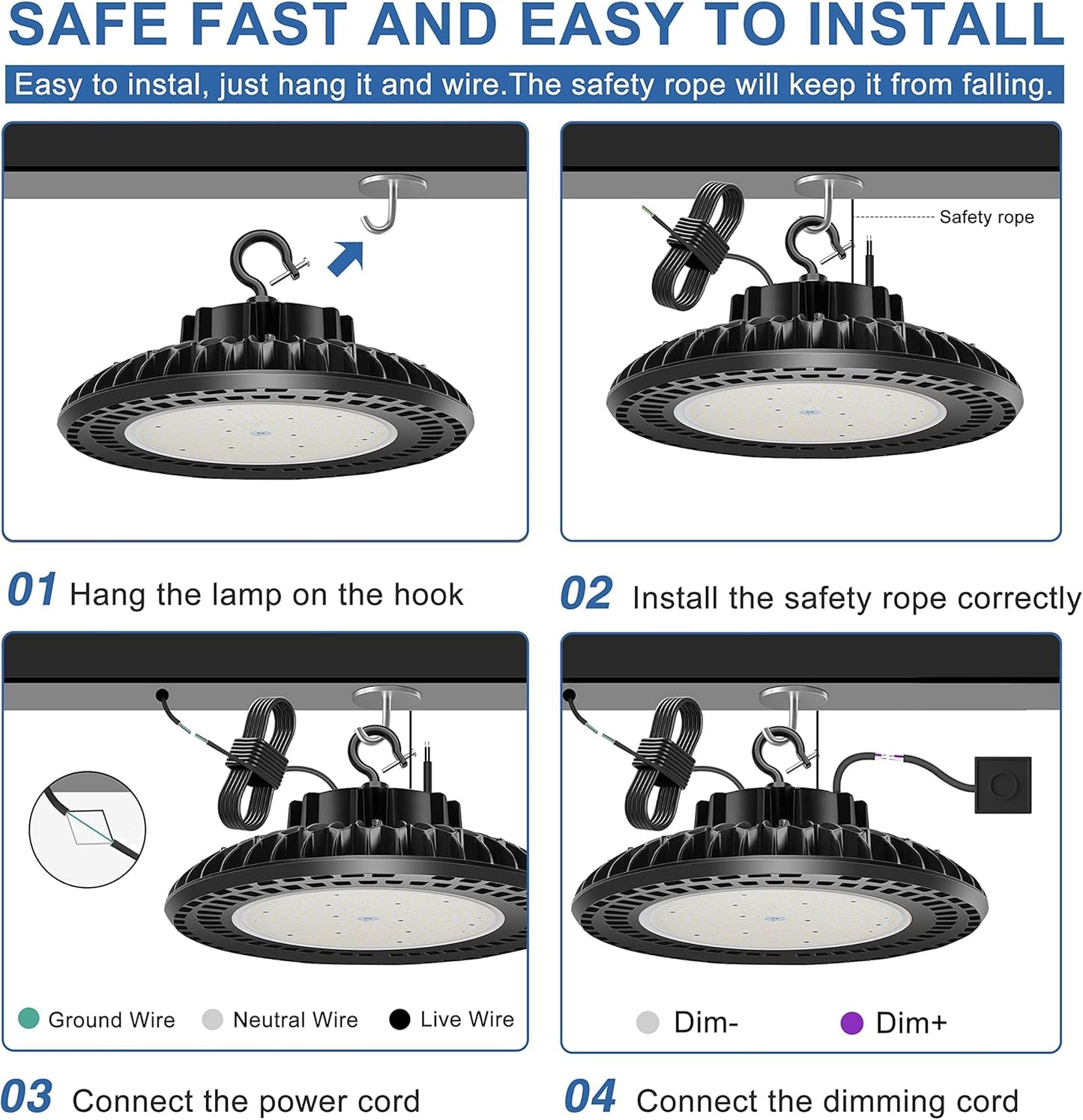 300W LED High Bay Light (𝟓𝐘𝐫𝐬 𝐖𝐚𝐫𝐫𝐚𝐧𝐭𝐲), UL&DLC Listed 41000LM Dimmable UFO High Bay Lights for Warehouse, 5000K Daylight IP65 Waterproof Commercial Bay Lighting 𝐀𝐂𝟏𝟎𝟎-𝟐𝟕𝟕𝐕