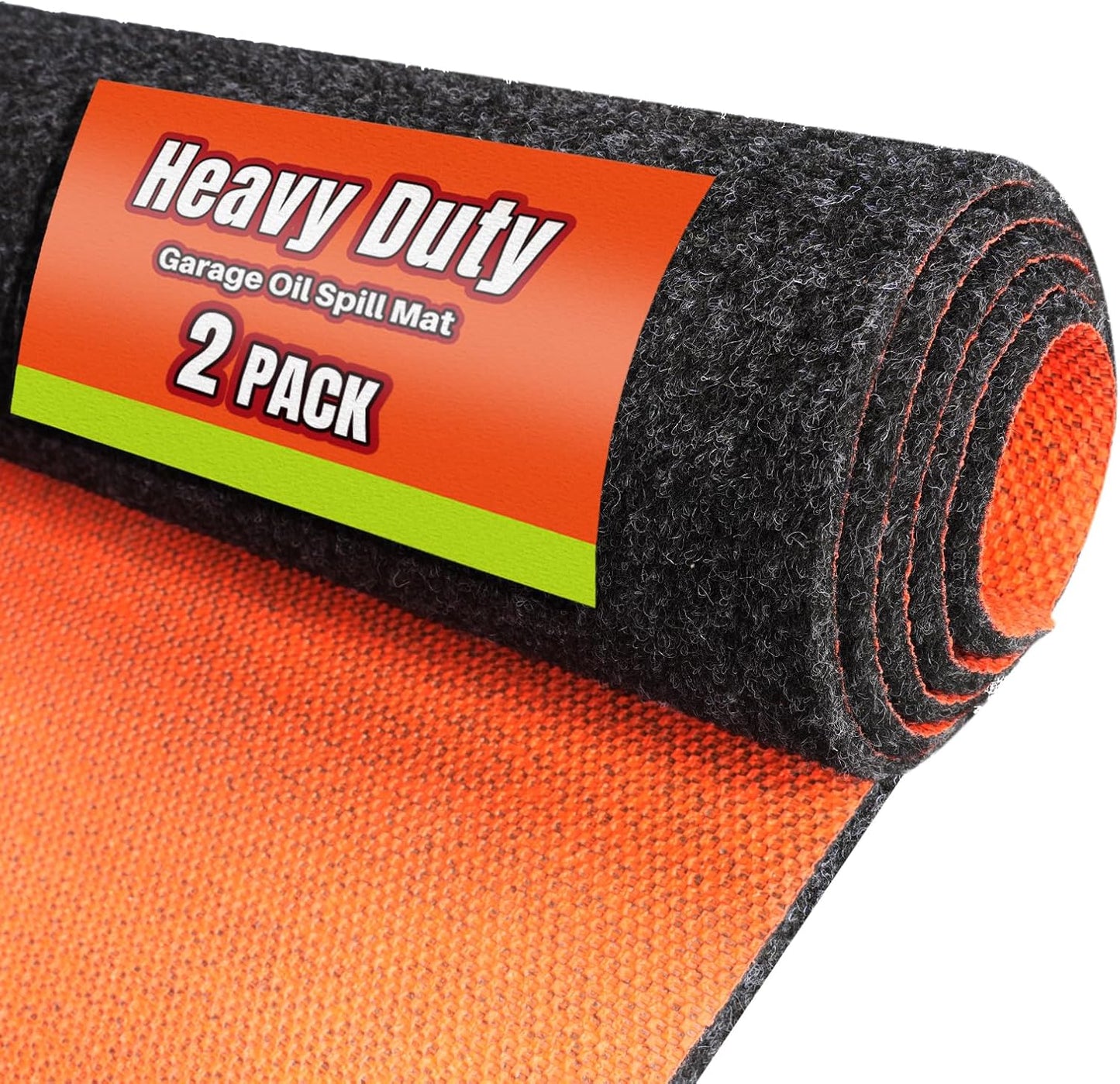 Heavy Duty Oil Spill Mat, Garage Floor Mat for Under Car, 64" X 32", Waterproof, 1/4" Rubber Backing Protects Floor, Reusable, Absorbs All Types of Spills, Oil Absorbent Pads(2-Pack)