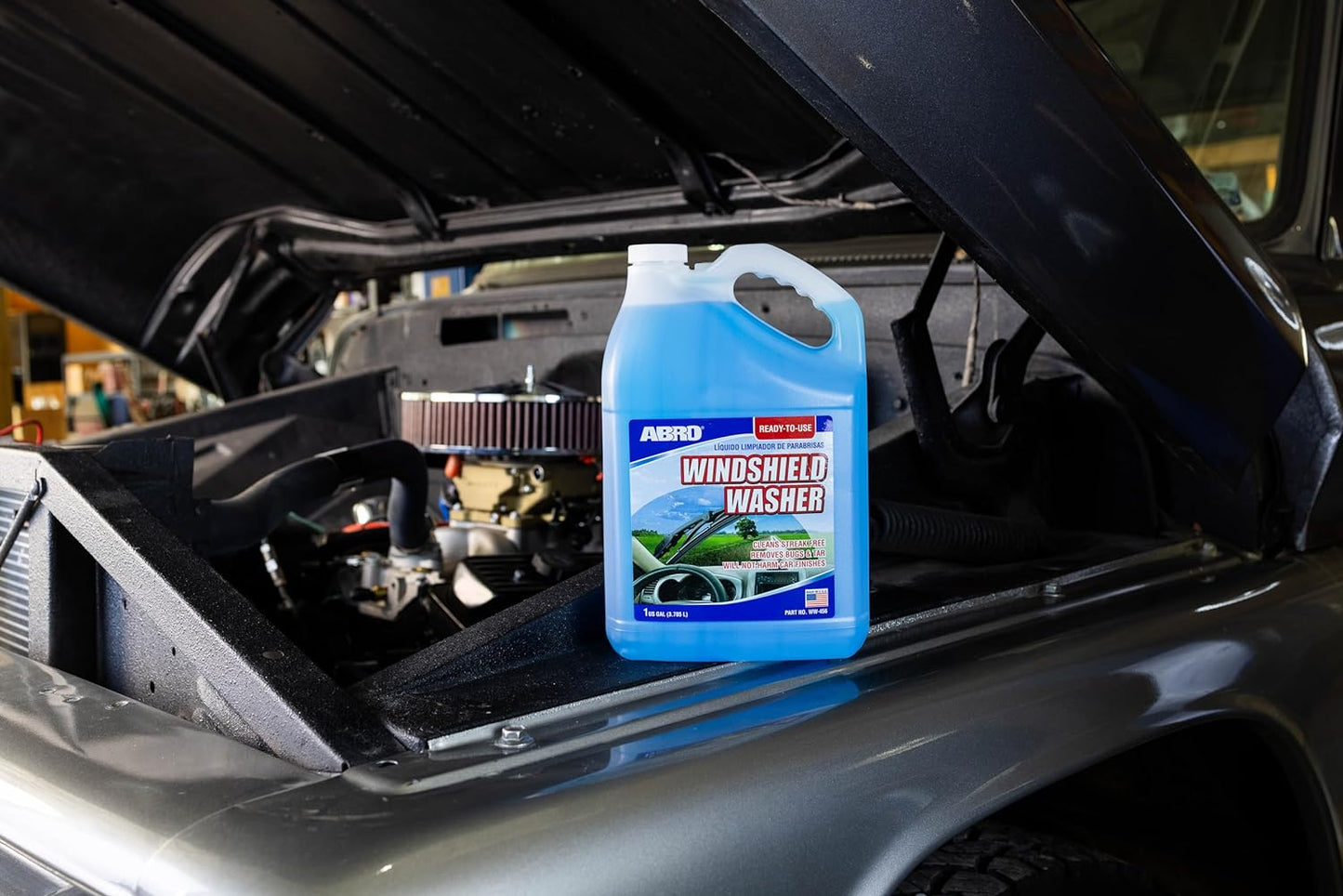 ABRO Windshield Washer Fluid Ready to Use Formula - 1 Gallon, Pre-Mixed, Streak-Free Cleanliness, 2-In-1 Removes Bugs & Tar