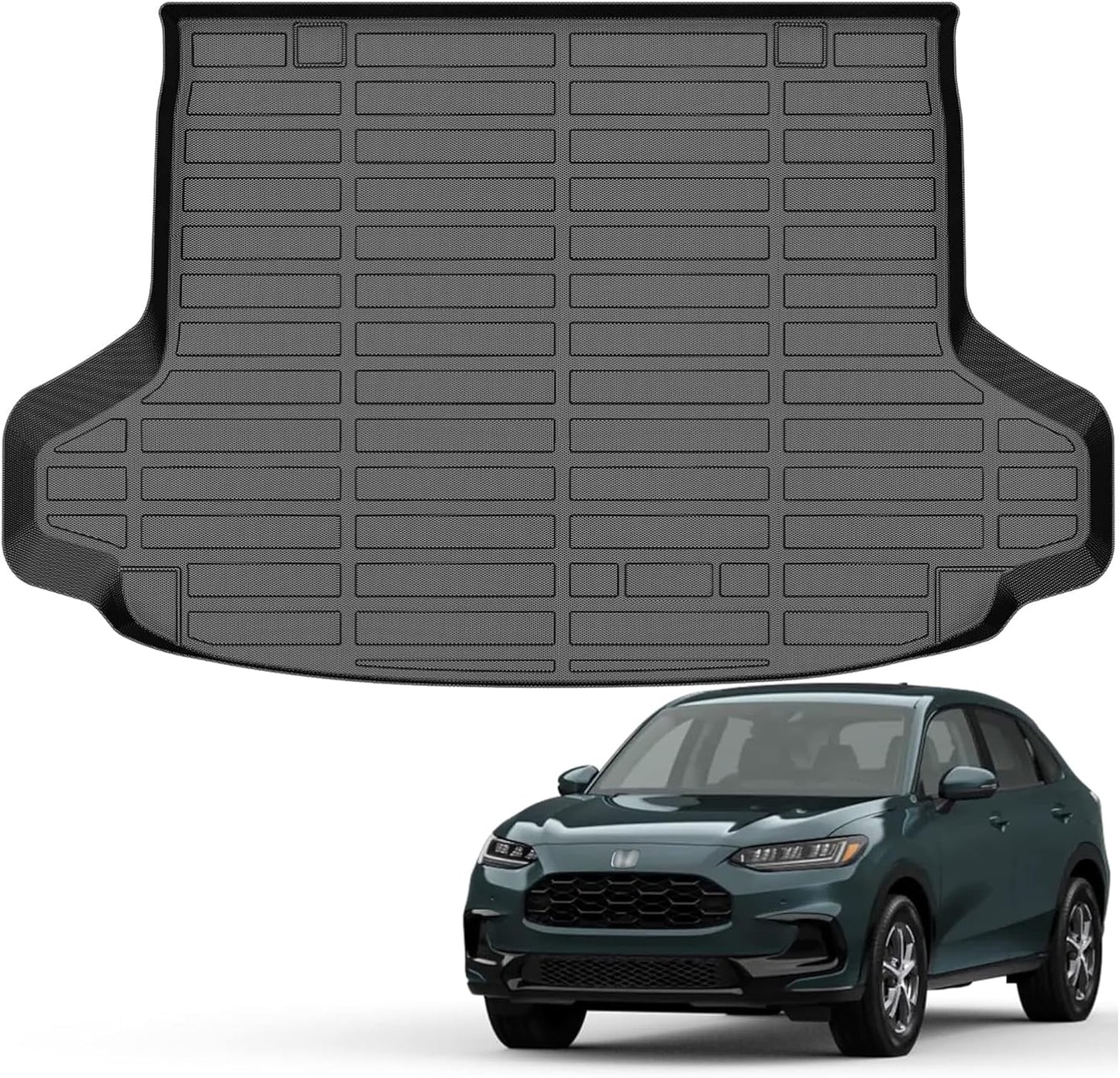 Auxko All Weather Cargo Liner Fit for Honda HRV Include Hybrid 2023 2024 2025 2026 TPE Rubber Trunk Mat HR-V Accessories All Season Guard Odorless Anti-Slip Cargo Mat Black