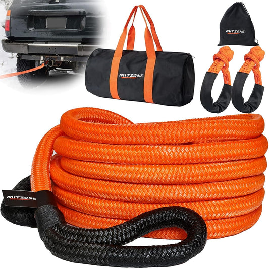 MITZONE Recovery Tow Strap,Heavy Duty Tow Strap Recovery Kit,Car Vehicle Heavy Duty Recovery Rope 44092 lbs for Diesel Trucks,SUV, ATV,Backhoe, Excavators,Ring Shackles,Storage Bag
