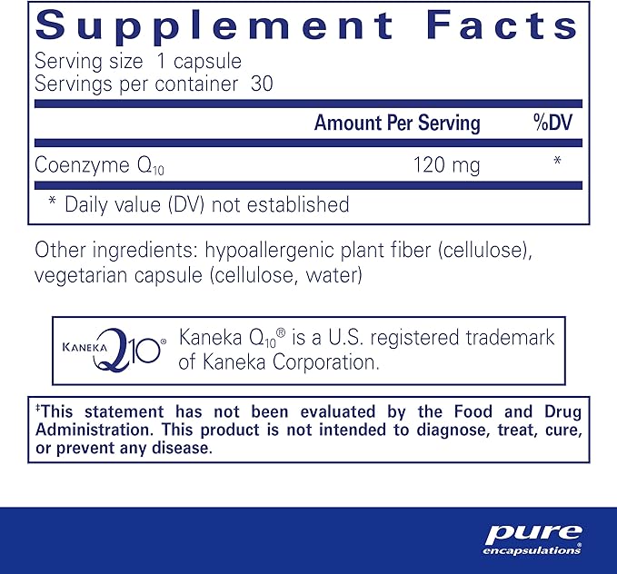 Pure Encapsulations CoQ10 120 mg - Coenzyme Q10 Supplement for Heart Health, Energy, Antioxidants, Brain & Memory Health - Cellular Health, Cognition & Cardiovascular Support* - 30 Capsules