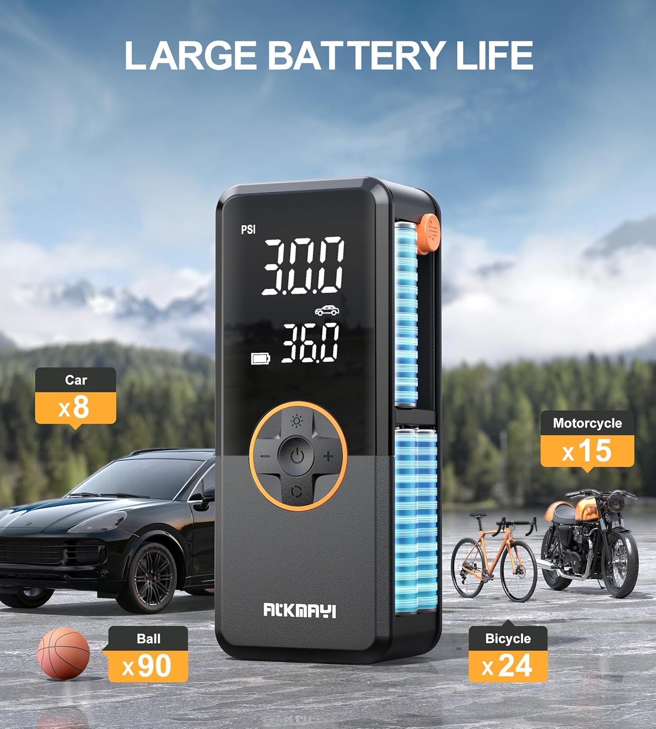 Tire Inflator Portable Air Compressor, 150PSI Air Pump for Car Tires, Cordless Air Compressor with Inflation and Deflation Modes, 12V DC Tire Pump for Car, Motorcycle, Bicycle, Balls