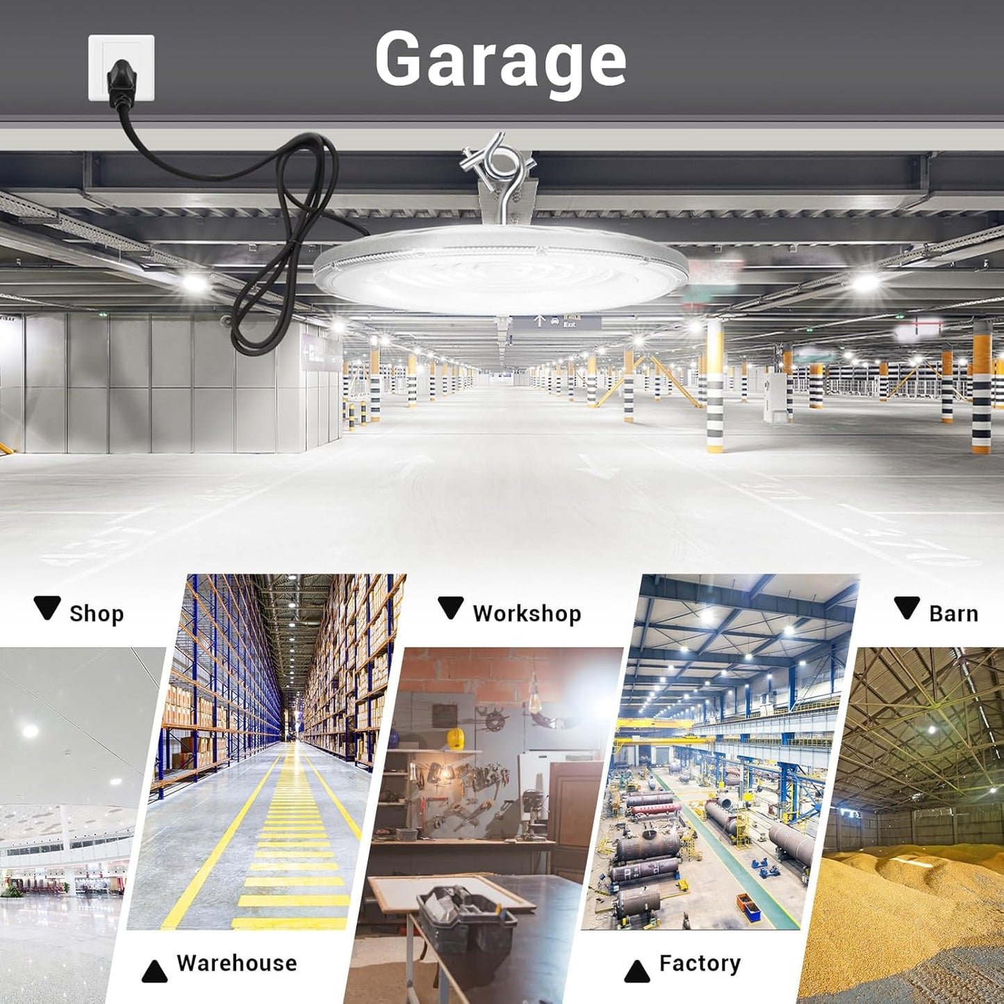 15 Pack 150W UFO Led High Bay Light,120VAC,21050LM 5000K Daylight Area Lighting,IP66 Waterproof 650W MH/HPS with Plug Commercial Bay Lighting for Warehouse/Shop/Workshop/Barn/Gym/Factory