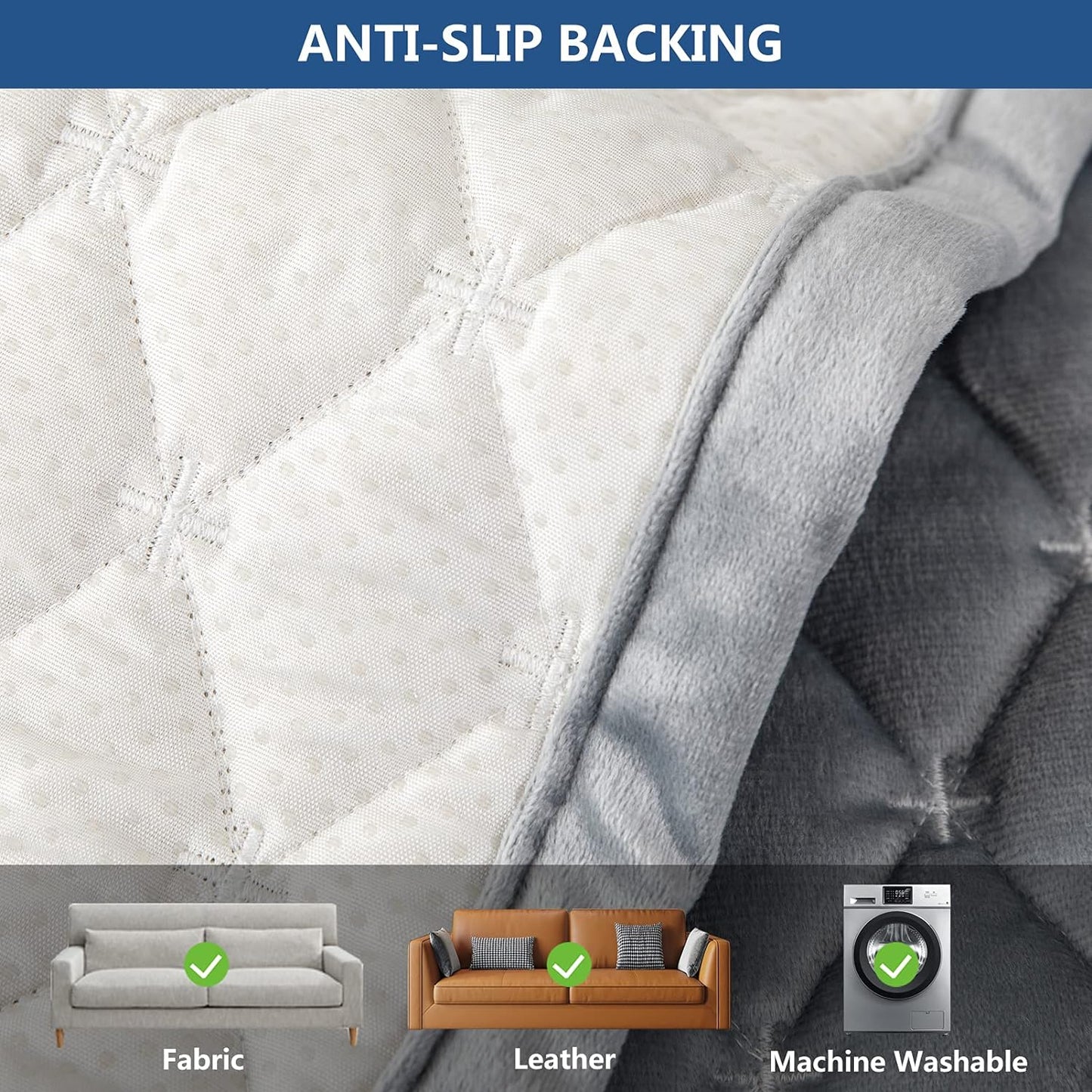 Eismodra Couch Cover,Sectional Couch Covers,Sofa Covers for 3 Cushion Couch,Anti-Slip Sofa Slipcovers for Dogs Cats Kids Loveseat Recliner L Shaped Armrest Backrest,Light Gray 36''x82''(Only 1 Piece)