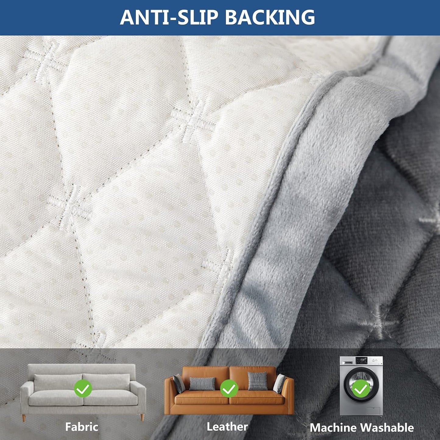 Eismodra Couch Cover,Sectional Couch Covers,Sofa Covers for 3 Cushion Couch,Anti-Slip Sofa Slipcovers for Dogs Cats Kids Loveseat Recliner L Shaped Armrest Backrest,Light Gray 36''x63''(Only 1 Piece)