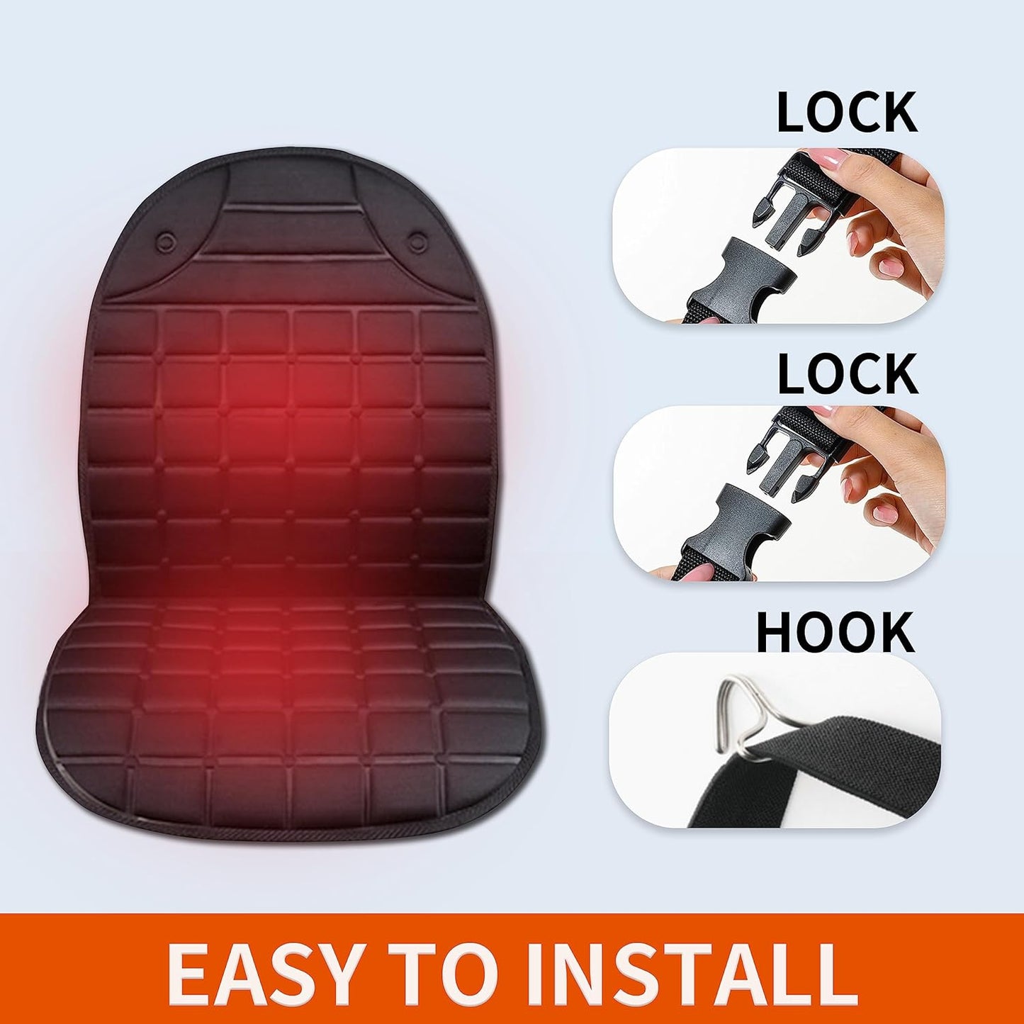 Heated Seat Covers, 2 Fast Heating Models Heated Seat Cushion Black