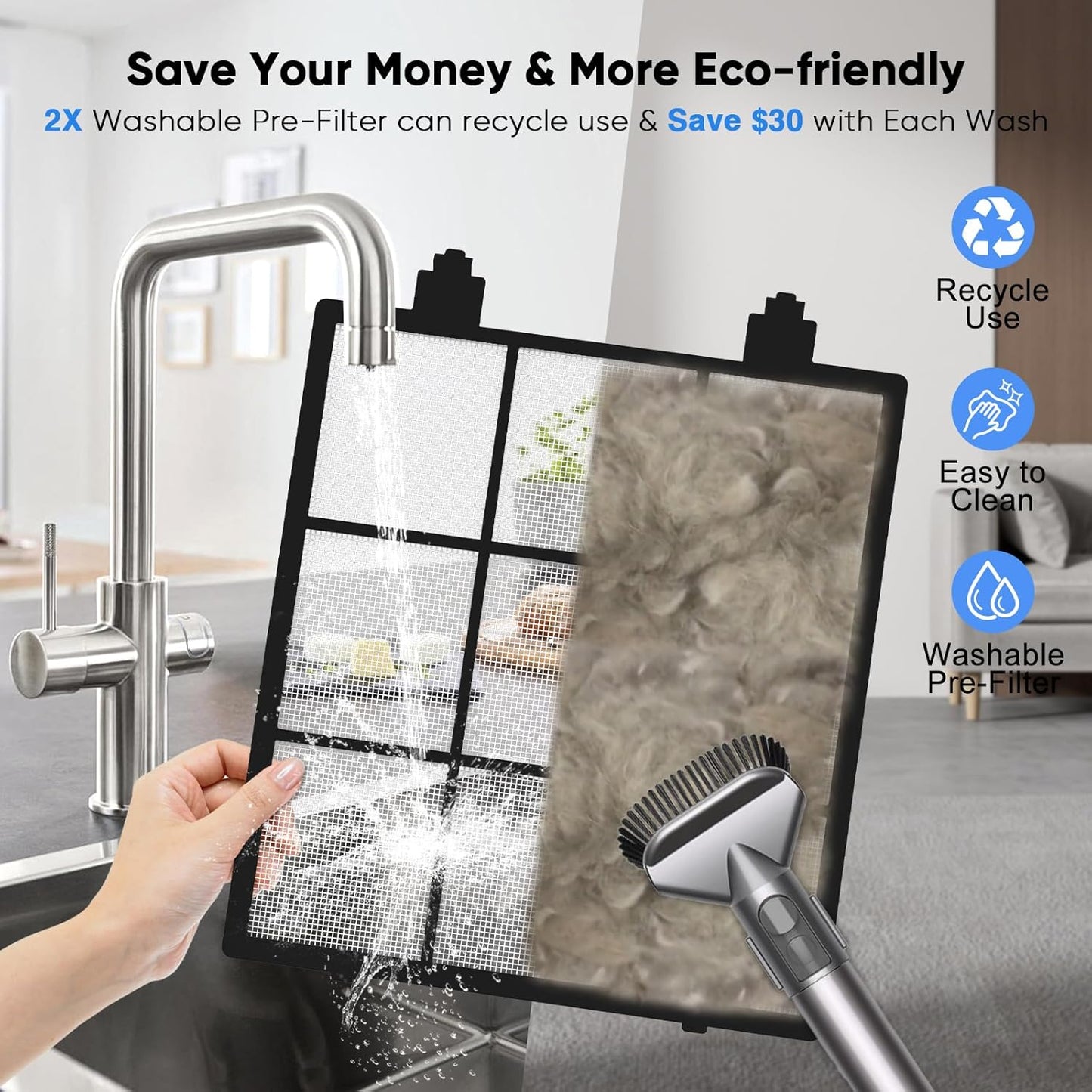 Smart Air Purifiers for Home Large Room, H14 Air Purifier with Washable Filters Up to 3000 Ft², APP & Voice Control & 22 dB Sleep Mode for Bedroom Living Room, Black