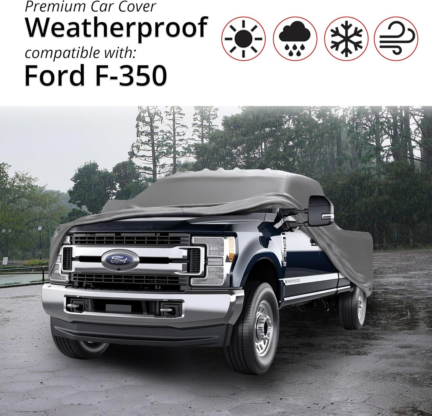 Car Covers Weatherproof Max Truck Cover & Warranty Compatible with Ford 2003-2019 F-350 CrewCab, 6.75' & Shell– Outdoor Cover, Prevents Theft with Cable Lock