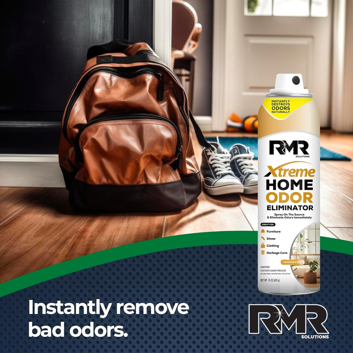 RMR Xtreme Home Odor Eliminator Spray - Neutralize Furniture, Clothing, Shoes, Garbage Cans, and More, 15 Ounces, 2-Pack, Unscented