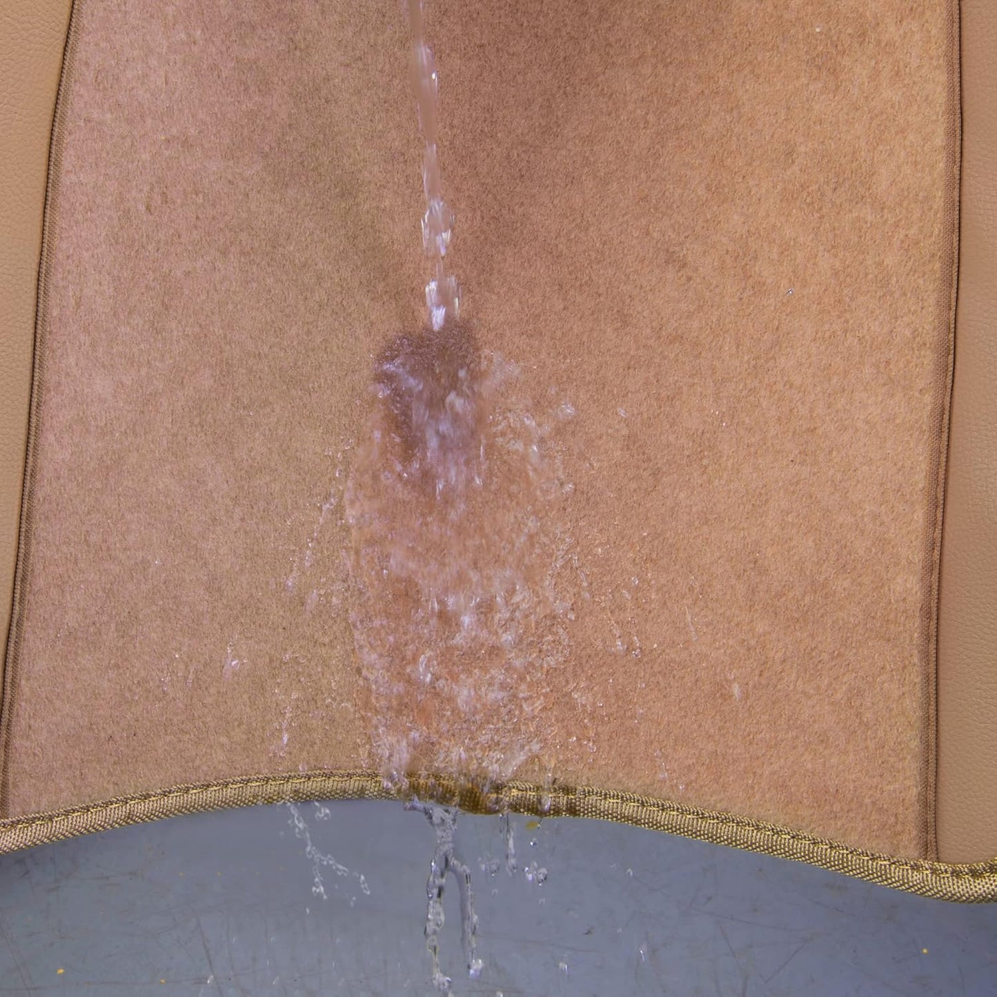 CAR PASS Beige Leather & Waterproof Car Carpet Floor Mats, Universal Car Mats Fit for SUV,Vans,sedans, Trucks,Set of 4pcs Car Carpet with Anti-Slip nibbs Driver Heel Pad (All Beige)