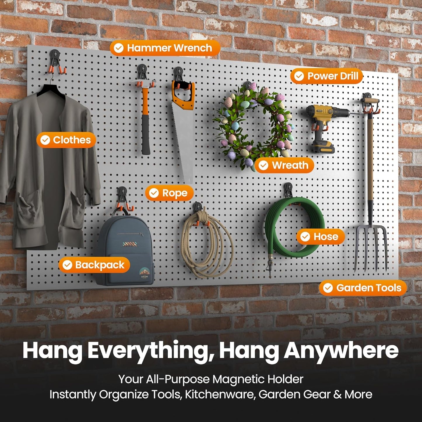 4 Pack Large Heavy Duty Magnetic Hook Extra Strong Magnetic Garage Hooks Big NdFeB Industrial Magnet Hooks Magnetic Utility Storage Holder Organization with Anti-Slip Coating for Hanging Garden Tool