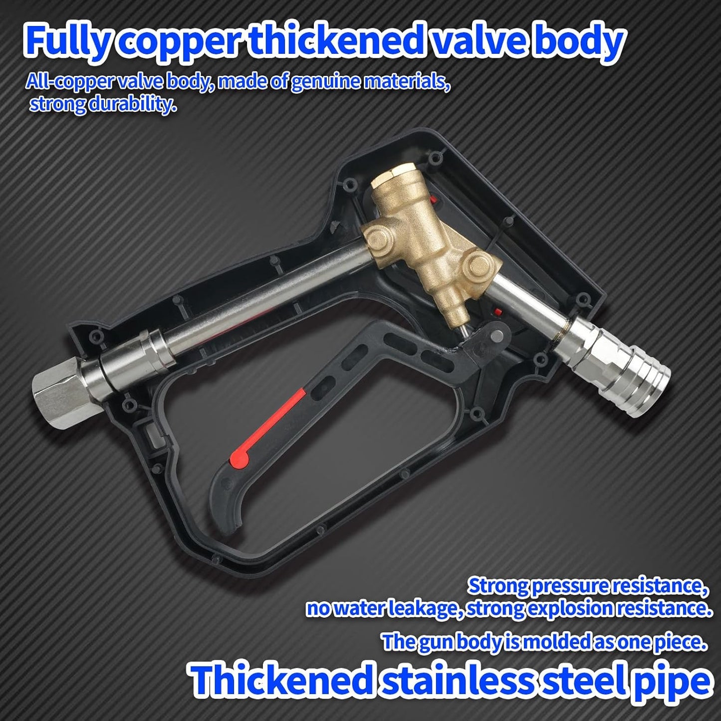 Short Pressure Washer Gun, 5000 Max PSI/12 GPM Car wash Gun, Swivel High Pressure Washer Handle with 1/4" & 3/8'' Quick Connect, M22-14 mm & M22-15 mm Fitting