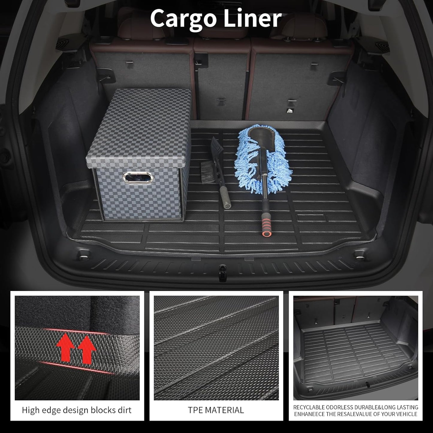 Wayhigh-All Weather Floor Mats & Cargo Liner Set for 2016-2024 2025 Chevy Malibu,Custom Fit TPE Heavy Duty Car Mats Chevy Malibu Accessories - Black