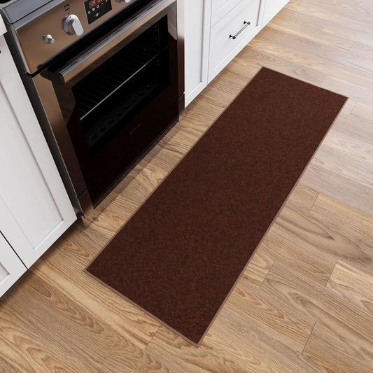 Ottomanson Hallway Runner Rug 20" x 59" Non Slip Solid Area Rugs Easy to Clean Laundry Rug Runner Durable & Pet Friendly Floor Carpet Runners for Hallways Entryway Living Room Kitchen, Brown