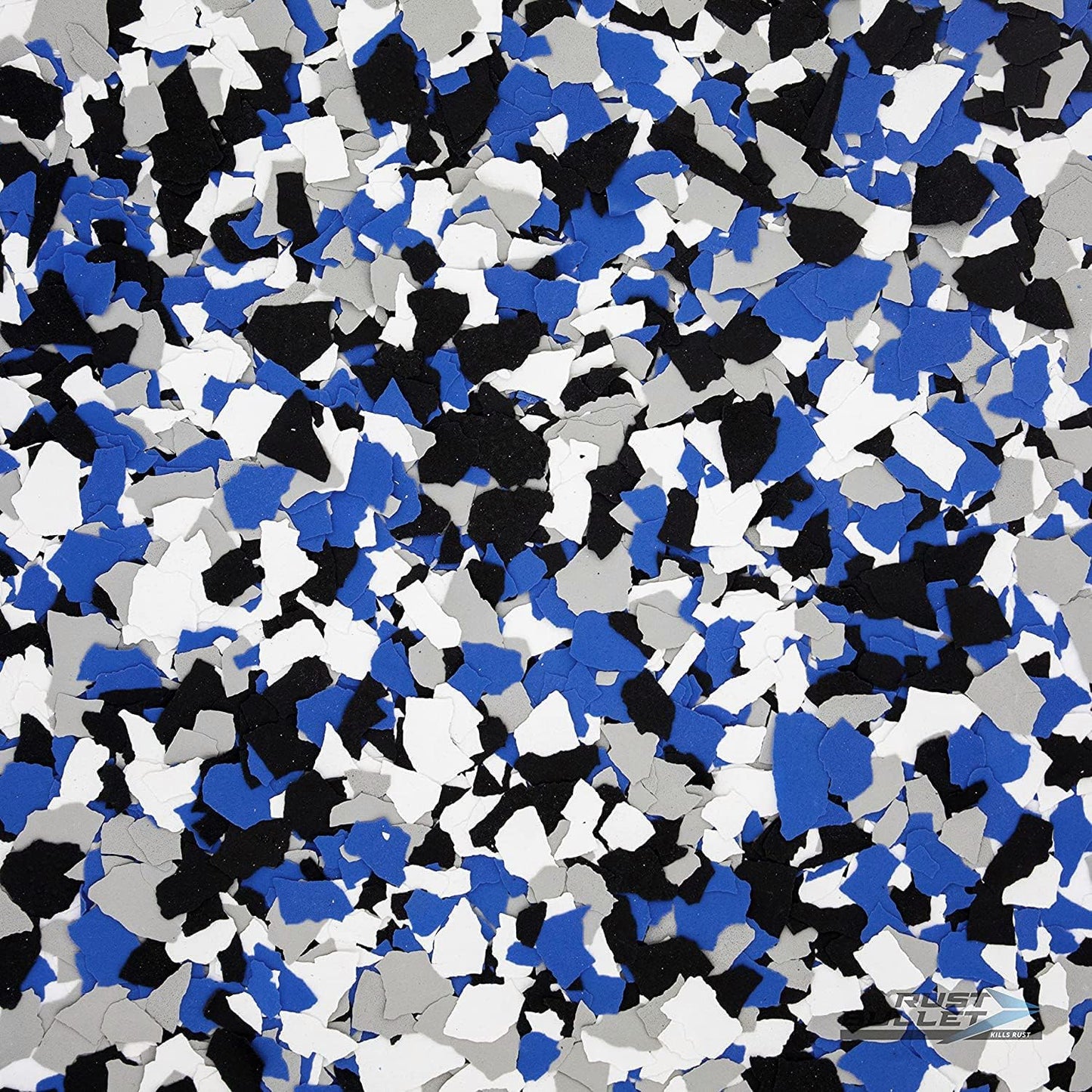RUST BULLET Decorative Color Flakes - Electric Blue - Customize Concrete Floors with 1 LB of Durable, UV-Resistant Vinyl Chips for Stunning, Long-Lasting Designs