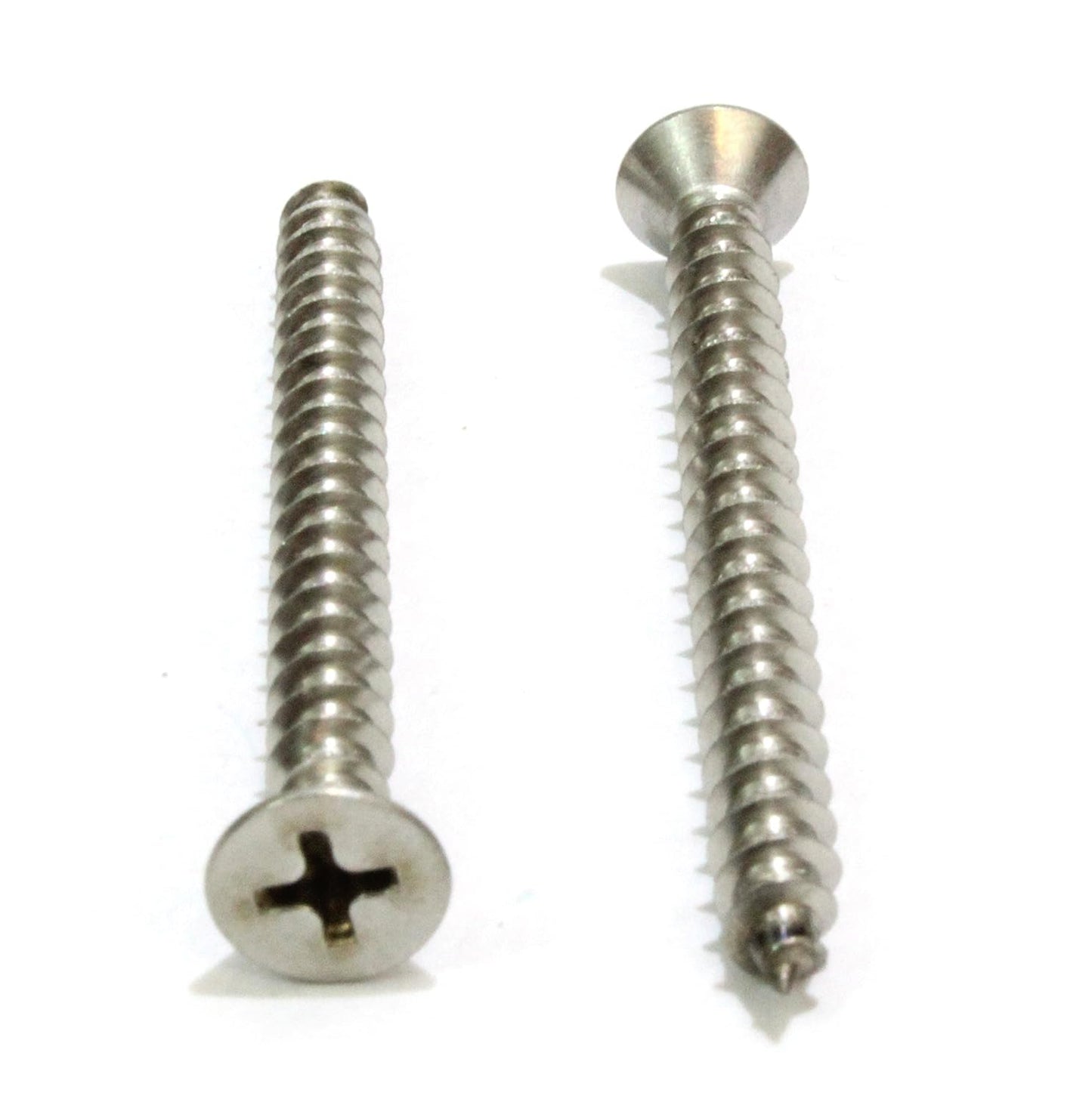 Bolt Dropper #10 X 2'' Stainless Steel Flat Head Phillips Wood Screw, (100 pc), 18-8 (304) Stainless Steel Sheet Metal Screws - Type A Point, Plain Finish
