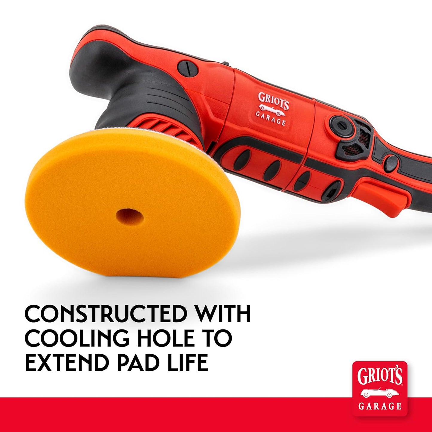 Griot's Garage Orange Foam Correcting Pads for Car Polishing and Detailing, Removes Light to Moderate Paint Defects, Durable, Machine-Washable, 10617, 6.5", Set of 2