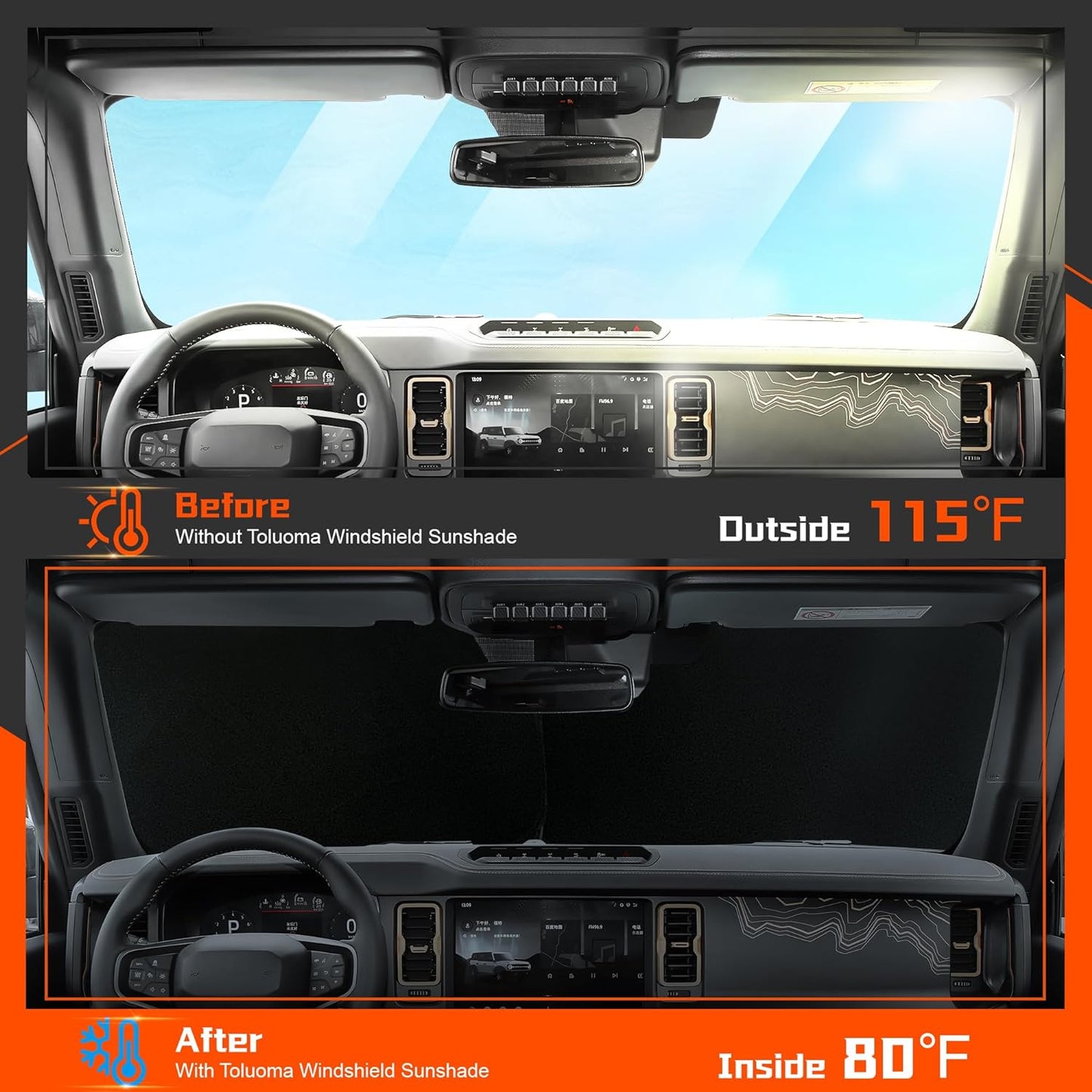 Custom Fit Windshield Sun Shade for Lincoln Nautilus 2024-2025 - Full Coverage, 210T Reflective Fabric, Double-Layer Design - Blocks 99% UV Rays, Keeps Car Cool, Easy to Install and Store