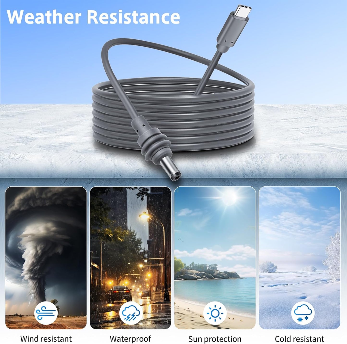 Starlink Mini Cable 10FT/3M DC Power Cable Type C to DC Replacement 18AWG for Starlink Accessories Charging Cord Waterproof