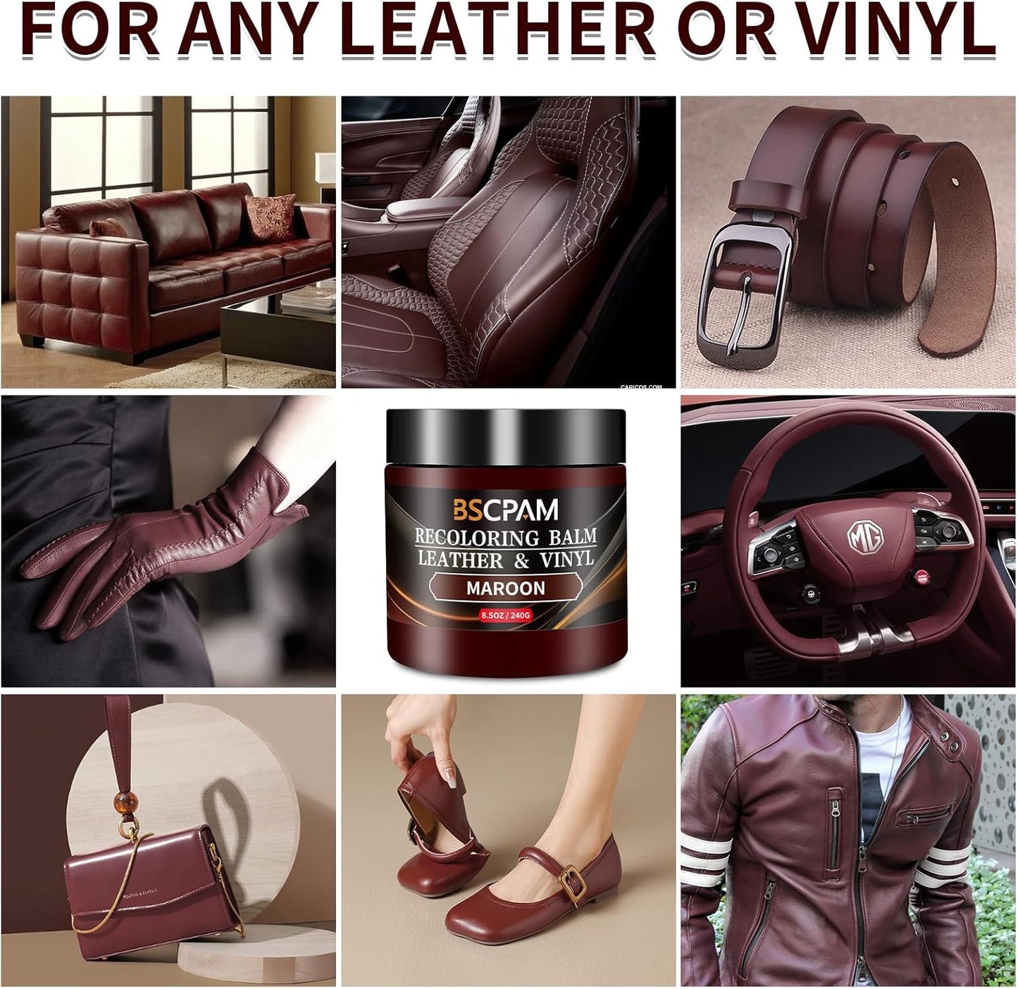Maroon Leather Recoloring Balm with 100ml Mink Oil,Leather Couch Scratch Remover,Leather Repair kit for Vinyl Furniture and Car Interior,Leather Dye Paint,Mink Oil for Leather