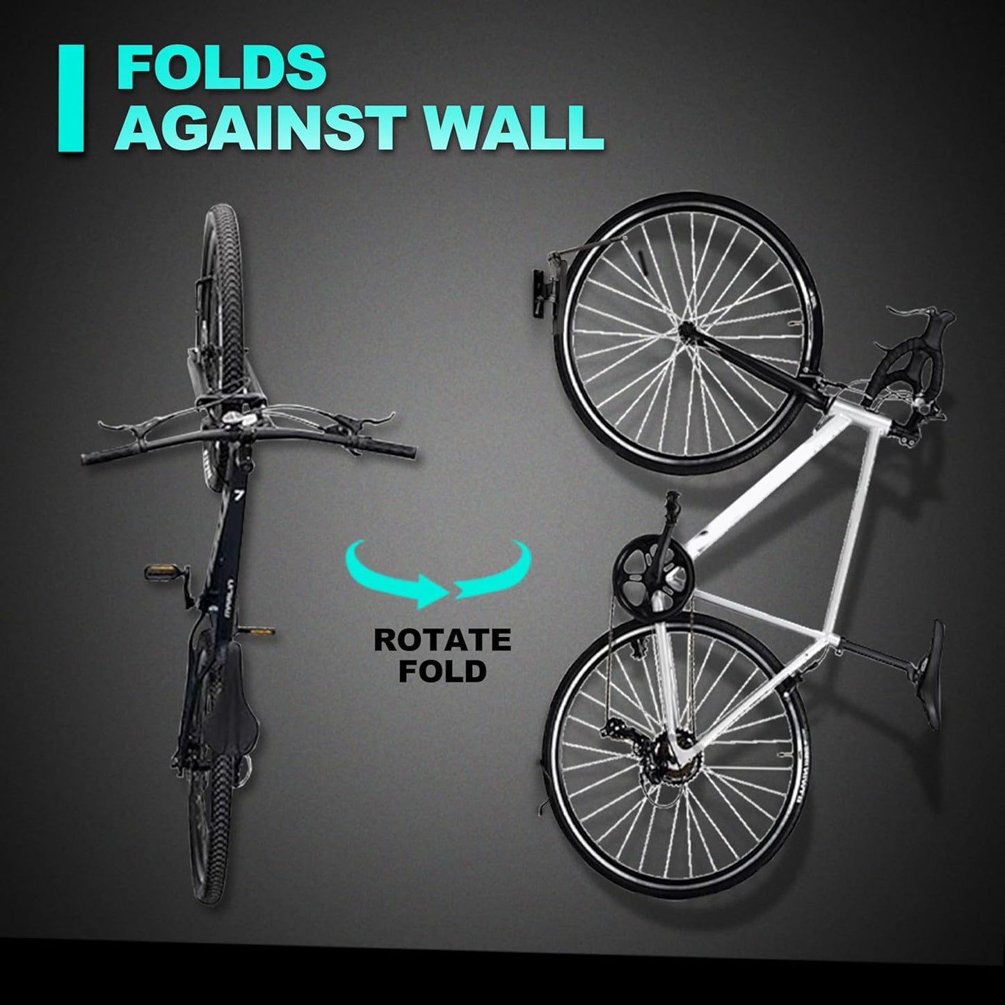 Swivel Bike Wall Mount- 4 Pack Garage Wall Mount Hangers, Space-Saving Swivel Design for Bikes, load capacity up to 66 lbs for garage or indoor storage and organization