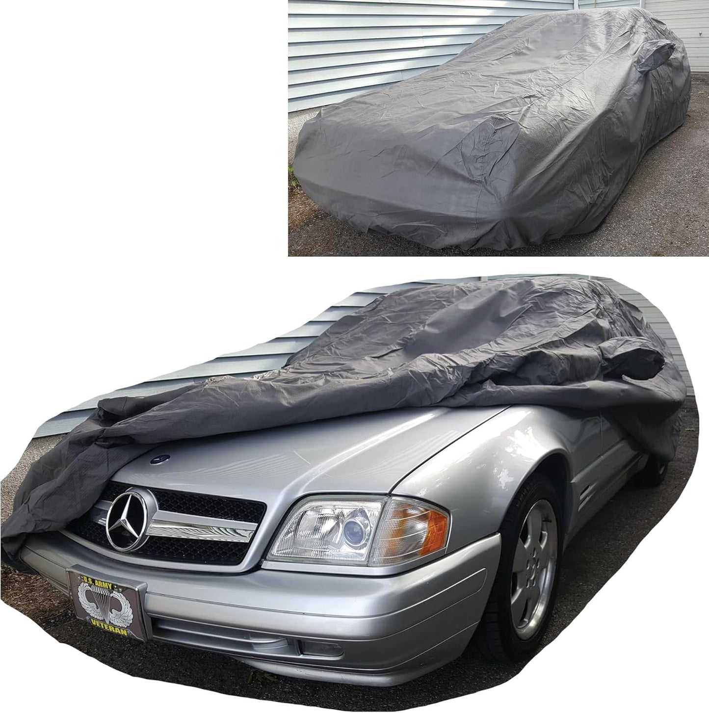 All Weather Waterproof car Cover Good for rain Snow uv Protection dust Compact Coupe Mustang XLR F-Type 370z SL550 GR Supra 300SL SC430 Mazda3 Gray