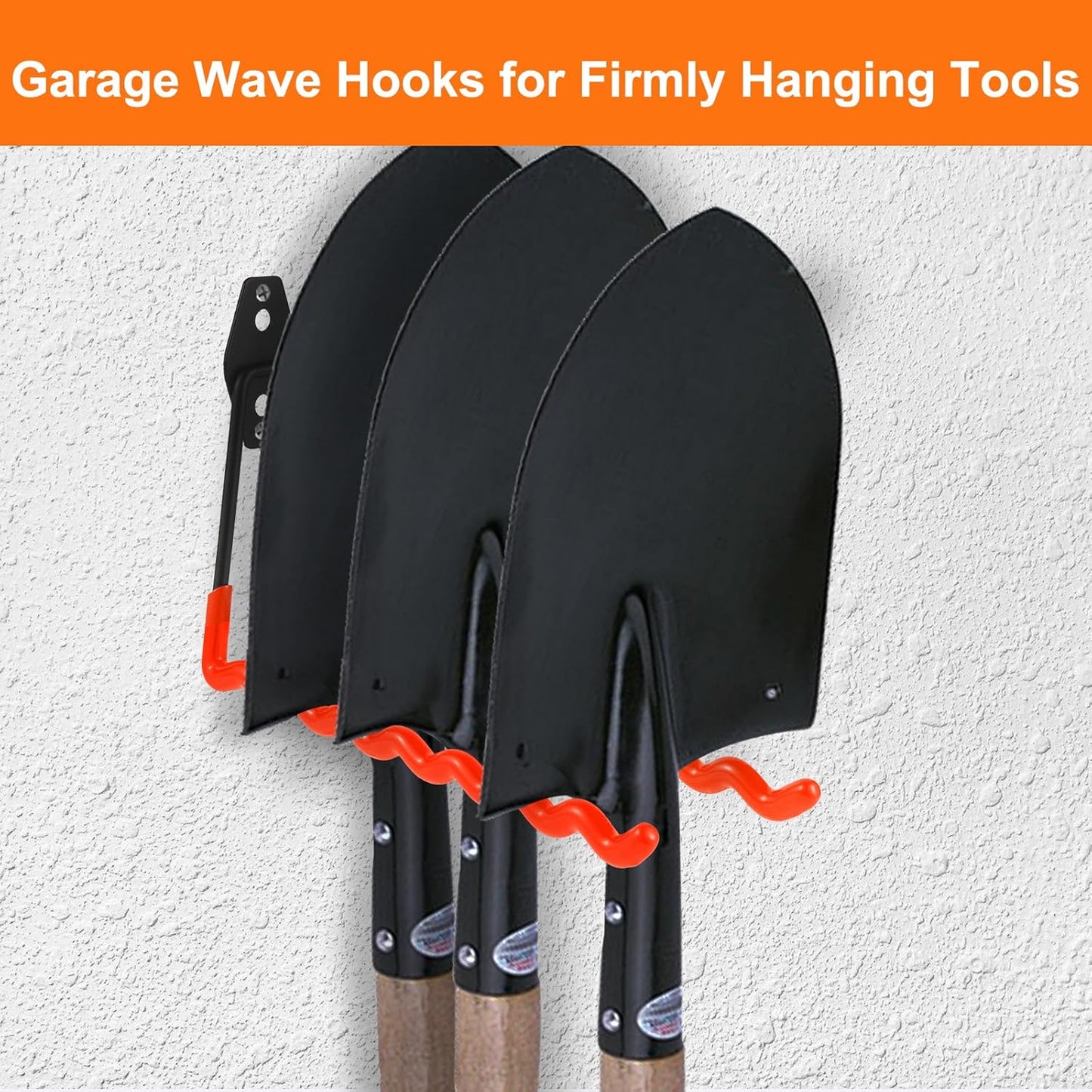 Wall Mounted Garage Hooks Tool Organizer, 14 Inch Garage Storage Hook Heavy Duty Utility Wall Hangers Orange for Ladders, Hose, Garden Tools, Set of 4