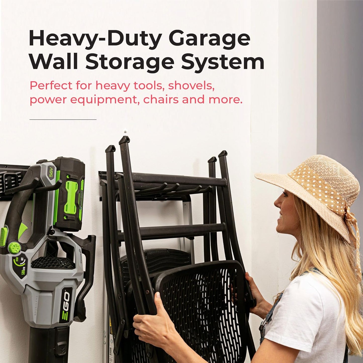 Garage Tool Organizer Wall Mount - 80 inches - Sturdy Storage Rack with Adjustable Hooks, Anti-Rust - Easy Installation, 500lbs Capacity - Garden Tool Organizer (05 Racks & 10 Hooks)