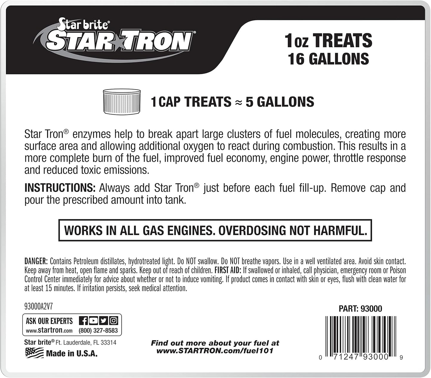 STAR BRITE Star Tron Enzyme Fuel Treatment Concentrate, 128 Fl. Oz. – Treats up to 2,048 Gallons – Rejuvenate & Stabilize Old Gasoline, Cure Ethanol Problems, Improve MPG, Reduce Emissions, 1 gallon, Blue