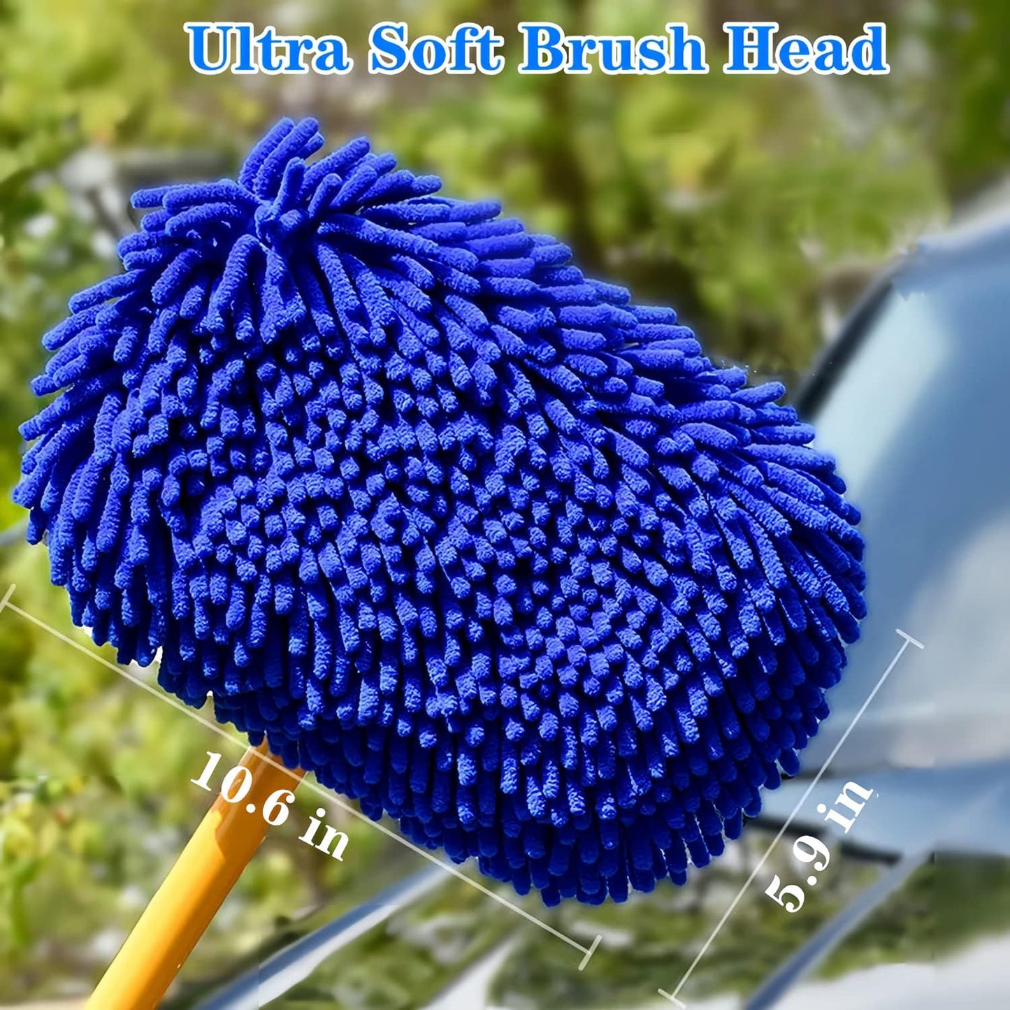 Upgrade Car Wash Brush Mop with Long Handle, Car Washing Brush Kit with Scratch-Free Replacement Head