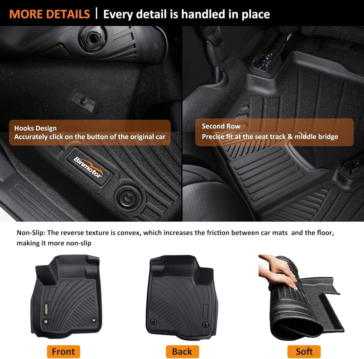 Binmotor-Floor Mats & Cargo Liner for Hyundai Elantra Hybrid 2025 2024 2023 2022 2021, All Weather Car Floor Mat for Elantra Accessories(Only Hybrid)