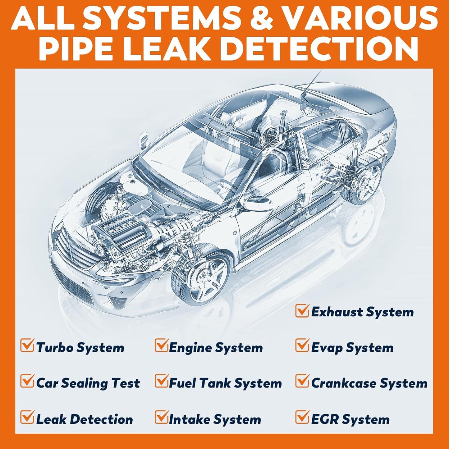 Smoke Machine Automotive with Built-in Air Pump, XDOVET KSD201 Professional Smoke Tester Automotive, Vehicle Leak Diagnostic Detector Tools Kit for Leaks Test in Vacuum, Fuel, and Other Cars System