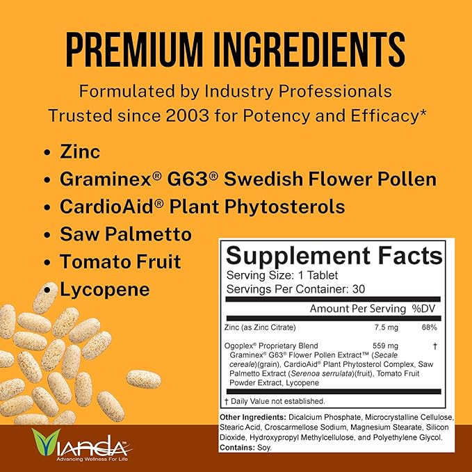 ogoplex® Bundle | Male Prostate Function and Urinary Support Health Supplement for Men with Graminex® Swedish Flower Pollen, Saw Palmetto, Plant Phytosterols & Lycopene - 1 Month Supply (9 Pack)