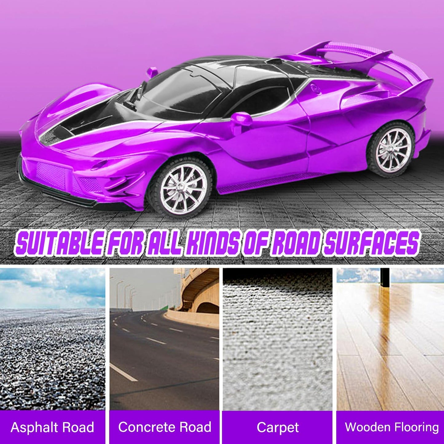 Remote Control Car for Girl, 2.4GHz 4WD Electric RC Cars Toy Racing with Led Lights Rechargeable High-Speed Hobby Toy Vehicle, RC Car Gifts for Age 3 4 5 6 7 8 9 Year Old Kids (Purple)