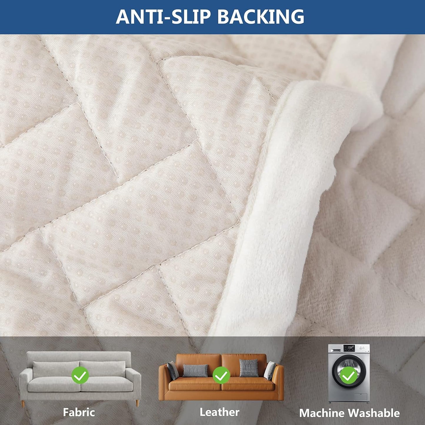 Eismodra Armrest Covers,Couch Cover,Sofa Cover,Backrest Covers,Anti-Slip Armchair Slipcovers for Dogs Cats Pet Loveseat Recliner Leather L Shaped,White 28 x 28 Inches (Only 1 Piece)