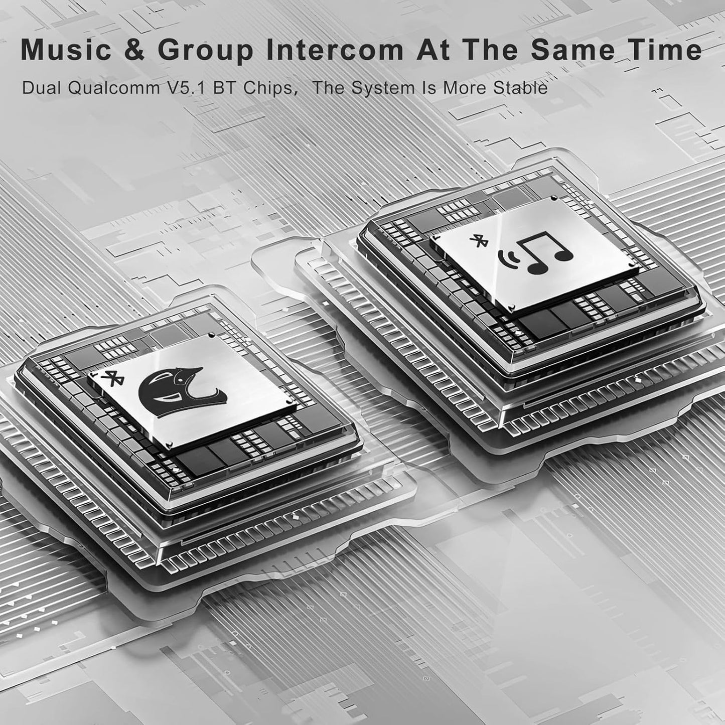 Q4 Motorcycle Bluetooth Communication System Headset Intercom, 4 Riders 1500m Music Sharing, FM, Noise Cancellation, IP65 Waterproof, Dual Pack (Q4)