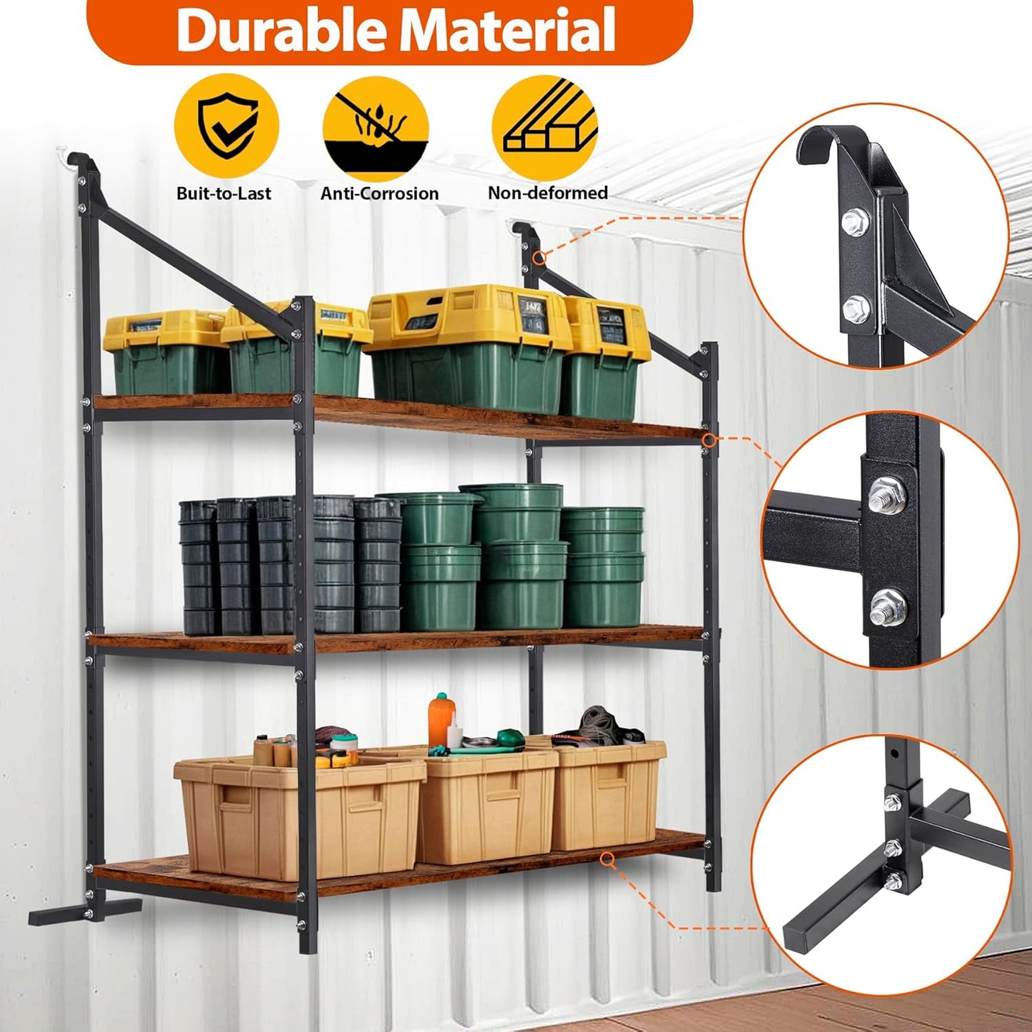 2 Pack Hanging Heavy duty Adjustable Shelf 56.5x22 Cargo Container Shelving units