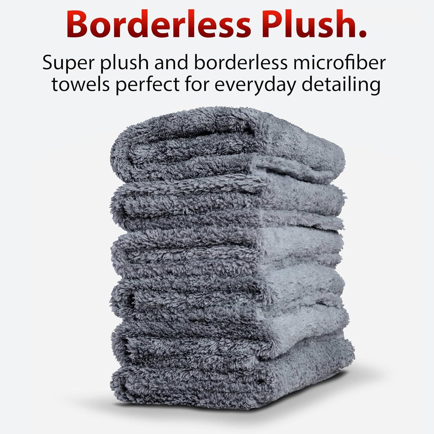 Adam's Borderless Grey Microfiber Towel (1pk) - Premium Ultra Soft Car Detailng Towel Cloths, 480gsm - Safe for Car Wash, Home Cleaning & Pet Drying Cloths (16 Inch x 16 Inch)
