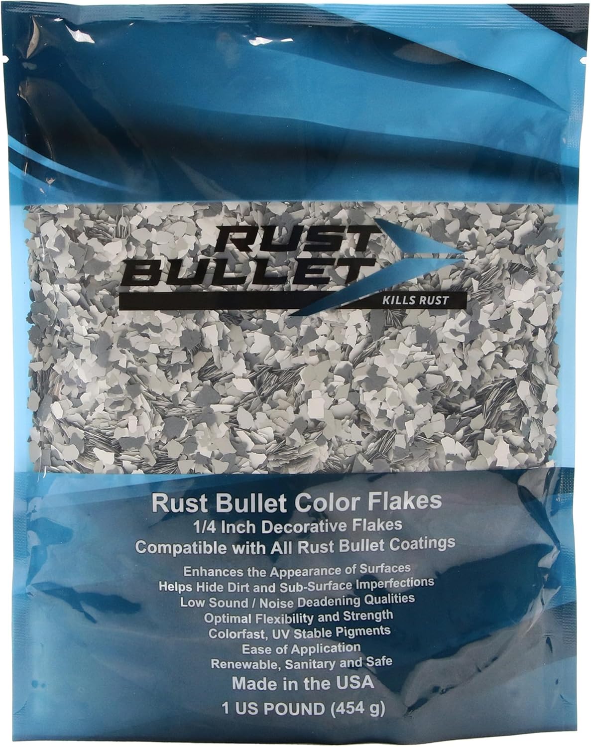 RUST BULLET Decorative Color Flakes - Incognito Blend - Customize Concrete Floors with 1 LB of Durable, UV-Resistant Vinyl Chips for Stunning, Long-Lasting Designs